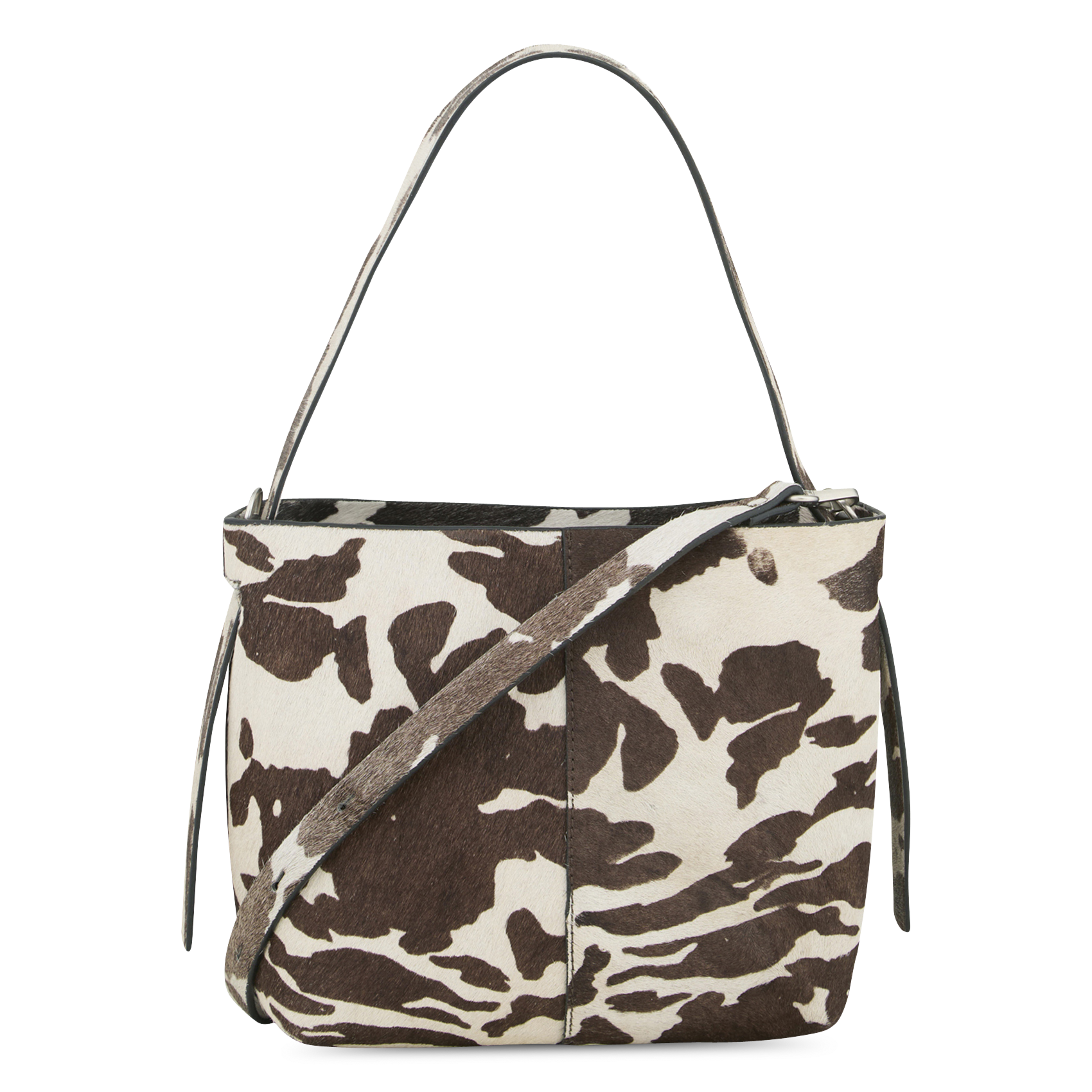 Sac porté épaule en cuir imprimé vache BECKSONDERGAARD Marron