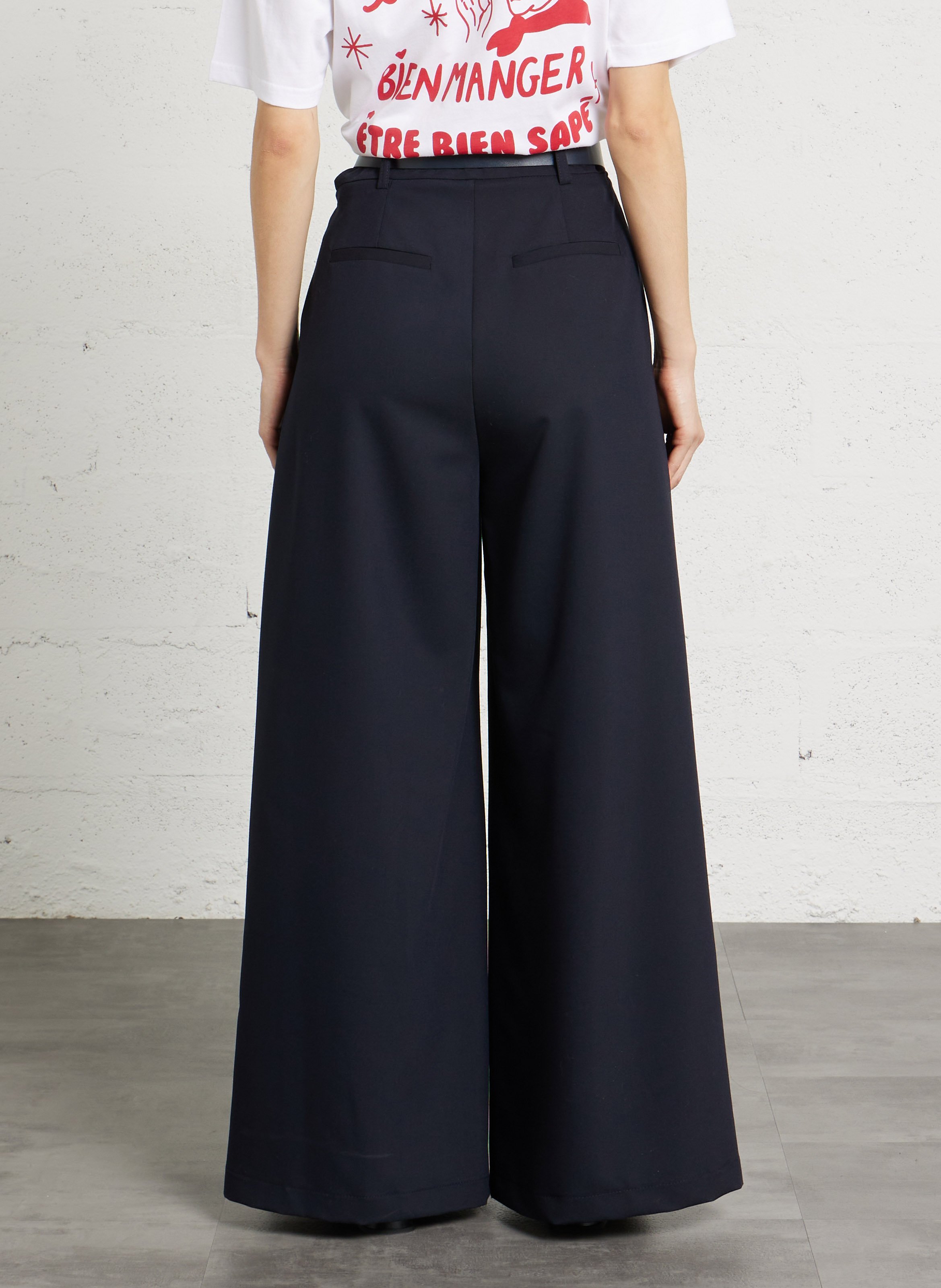 Pleated wide-leg belted pants IMPERIAL Blue