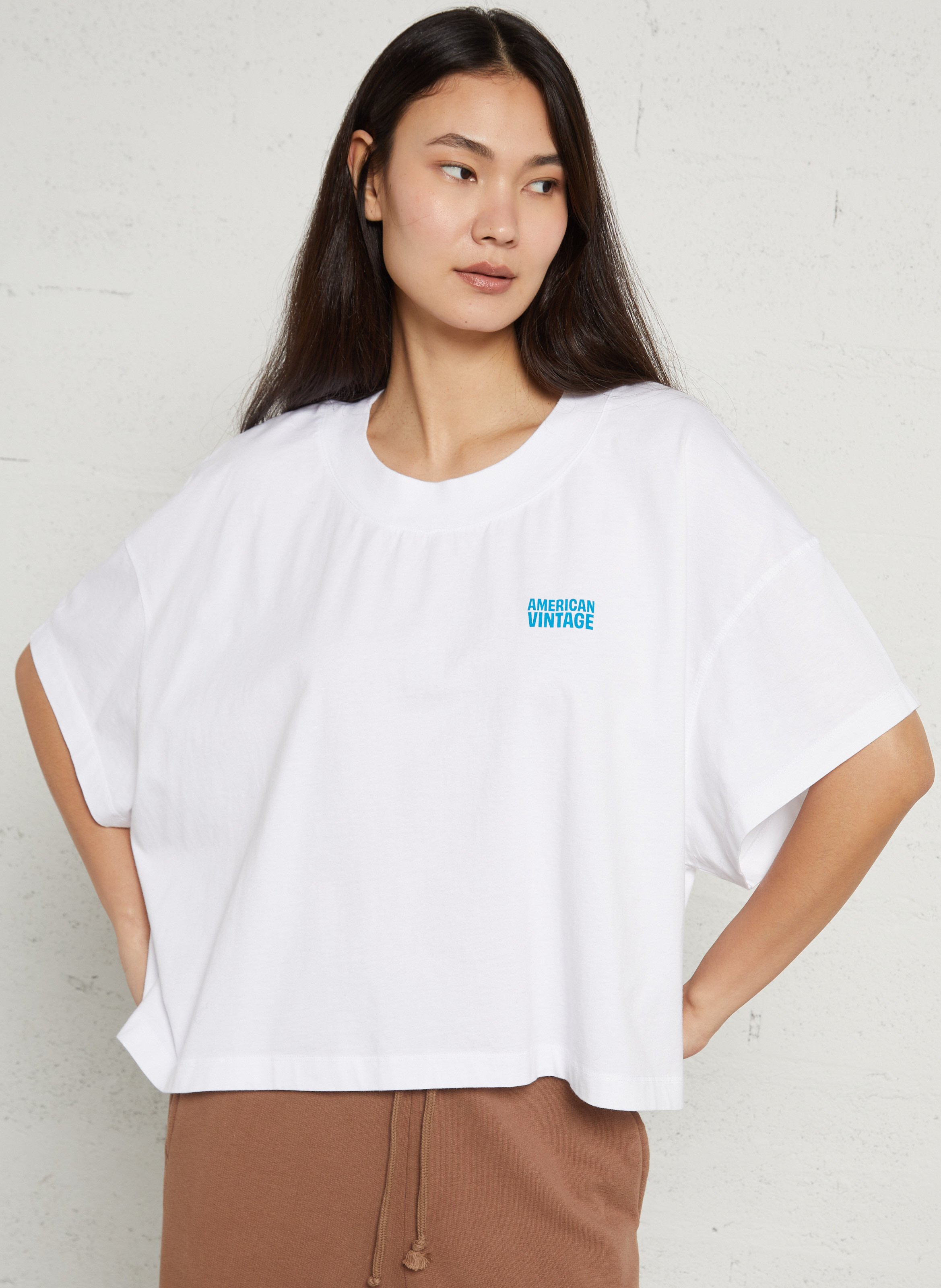 Oversized, katoenen T-shirt met ronde hals AMERICAN VINTAGE