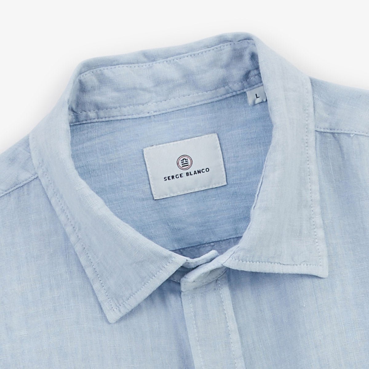 Solid long-sleeve linen shirt SERGE BLANCO Blue