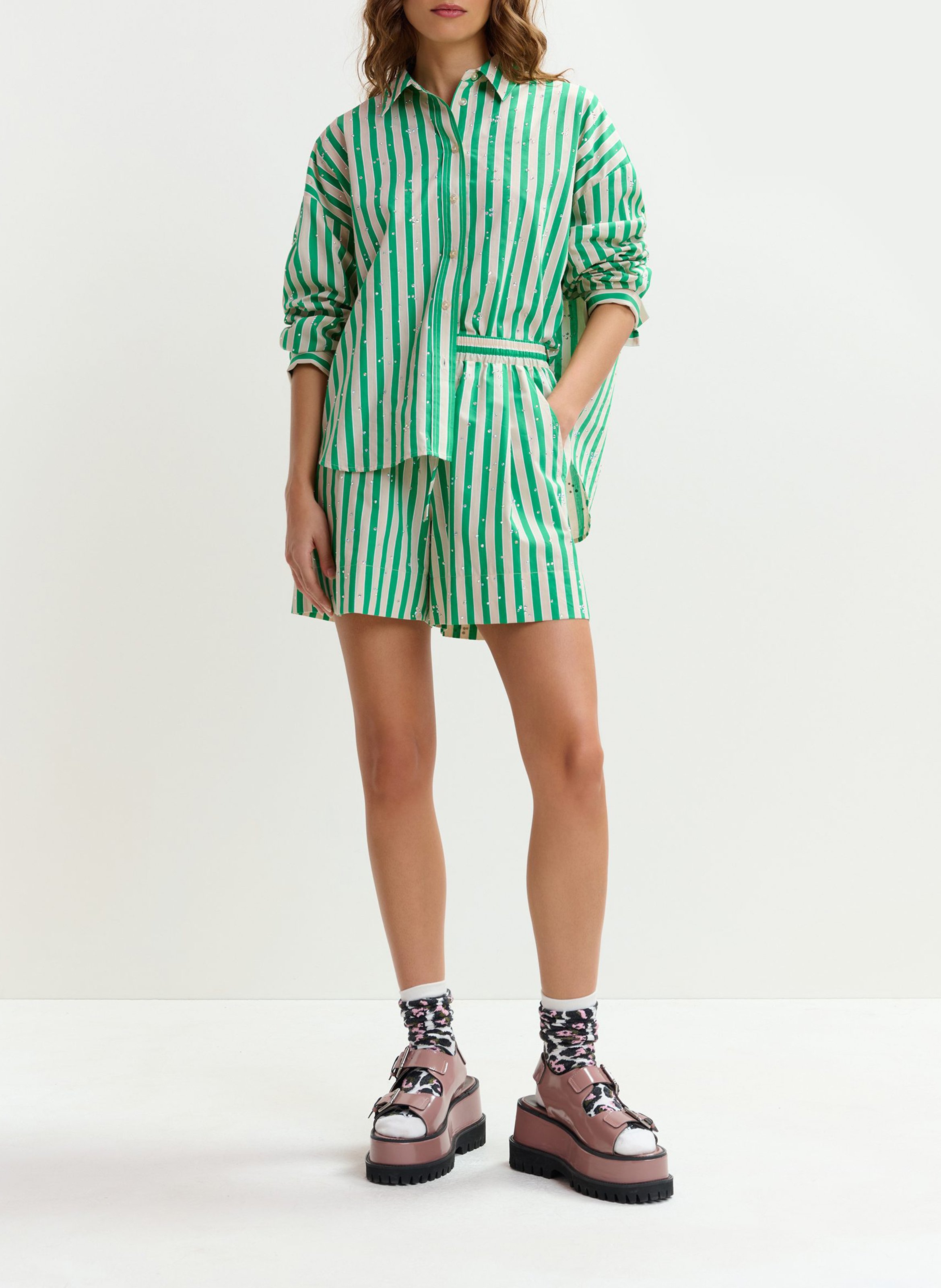 Chemise col classique en coton mélangé ESSENTIEL ANTWERP Vert