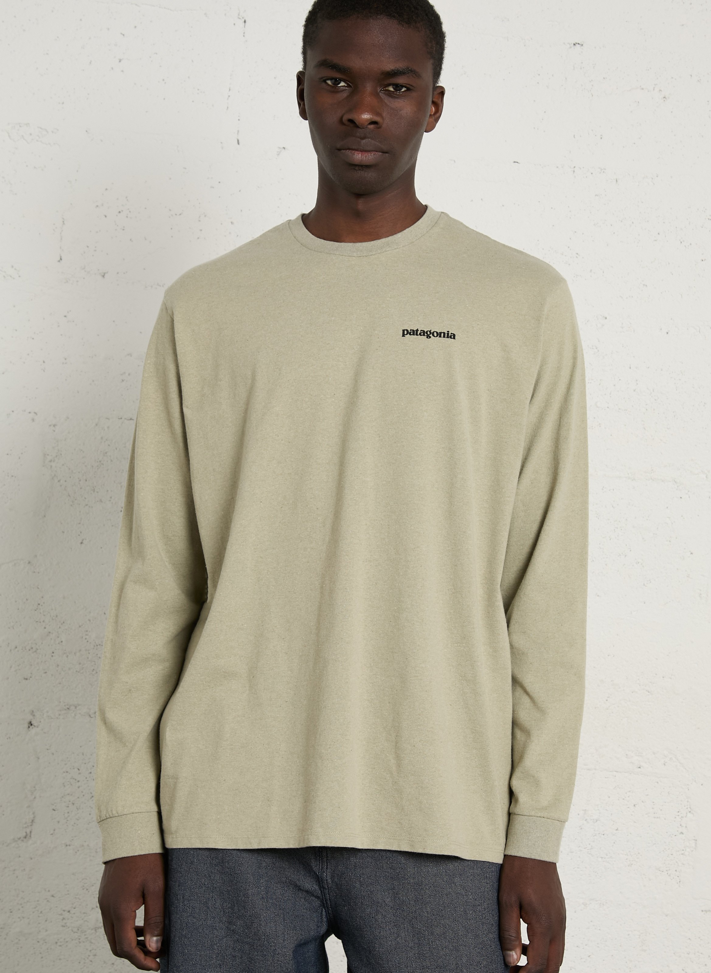 Rundhals-T-Shirt aus recyceltem Baumwoll-Mix mit Siebdruck, Regular Fit PATAGONIA Beige