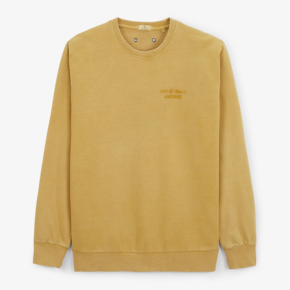Round neck sweatshirt in old dye cotton SERGE BLANCO Brown