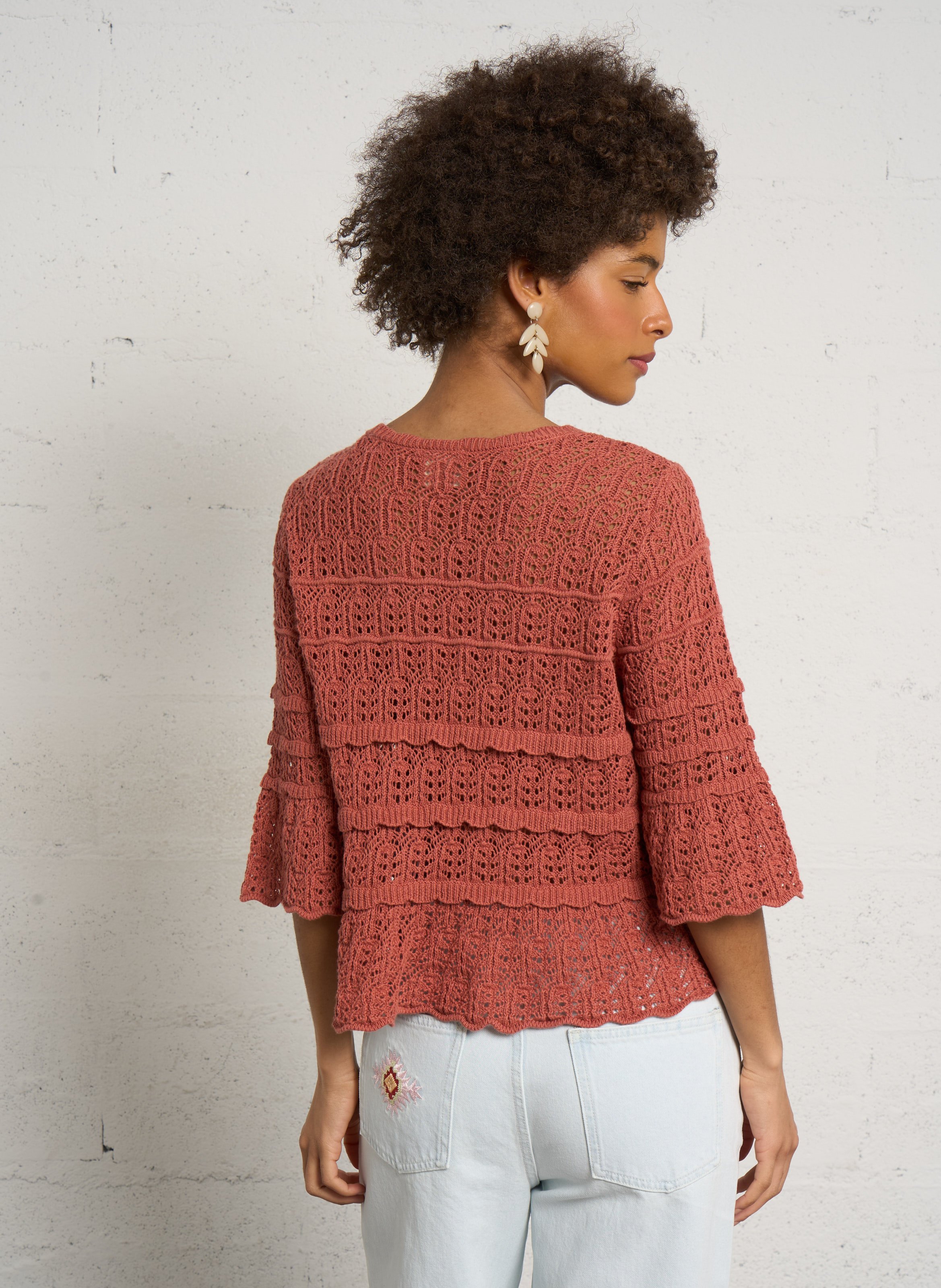 Kurzer weiter Baumwollpullover PETITE MENDIGOTE Beige