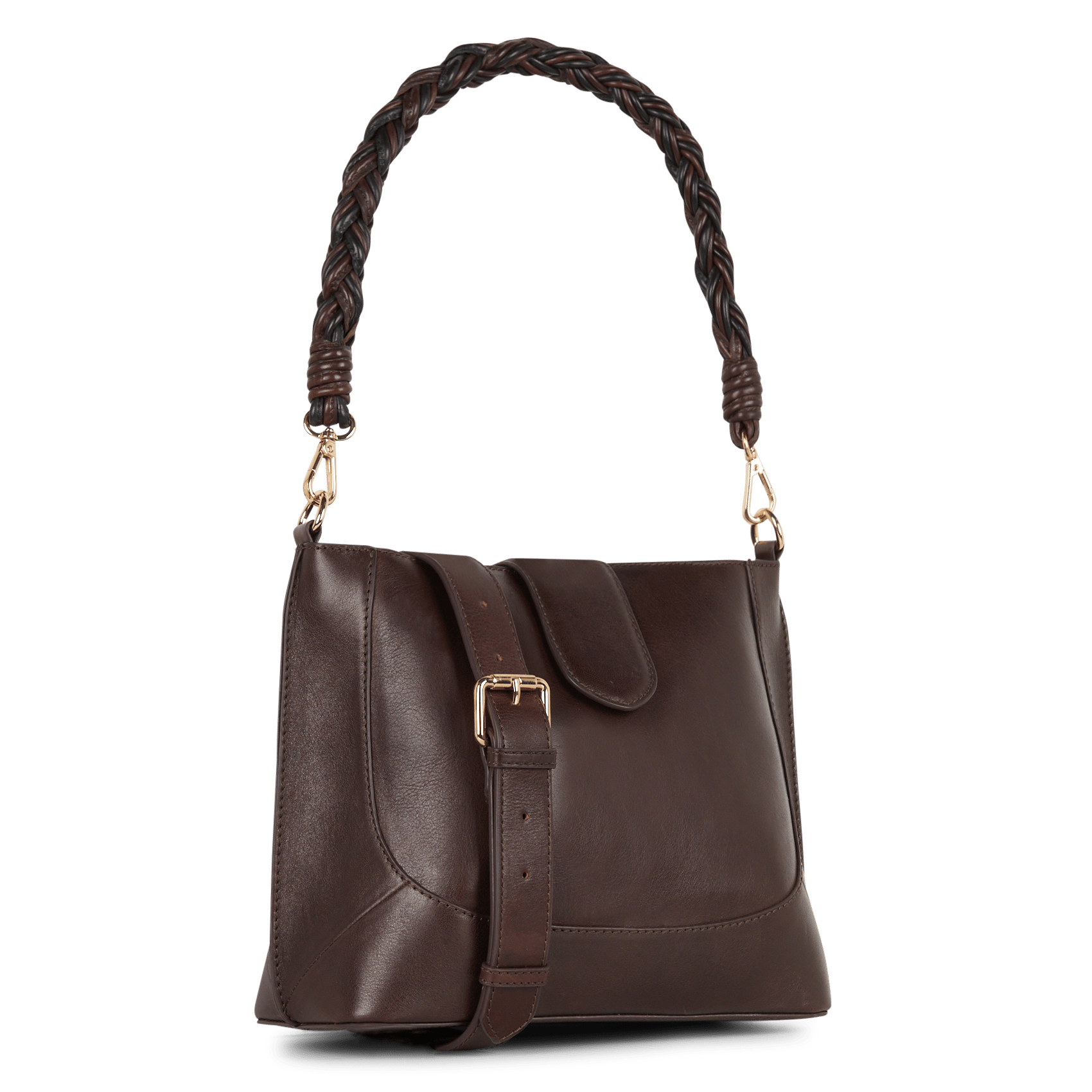 Bowlingtasche aus genarbtem Leder mit Reißverschluss MAISON 123 Braun