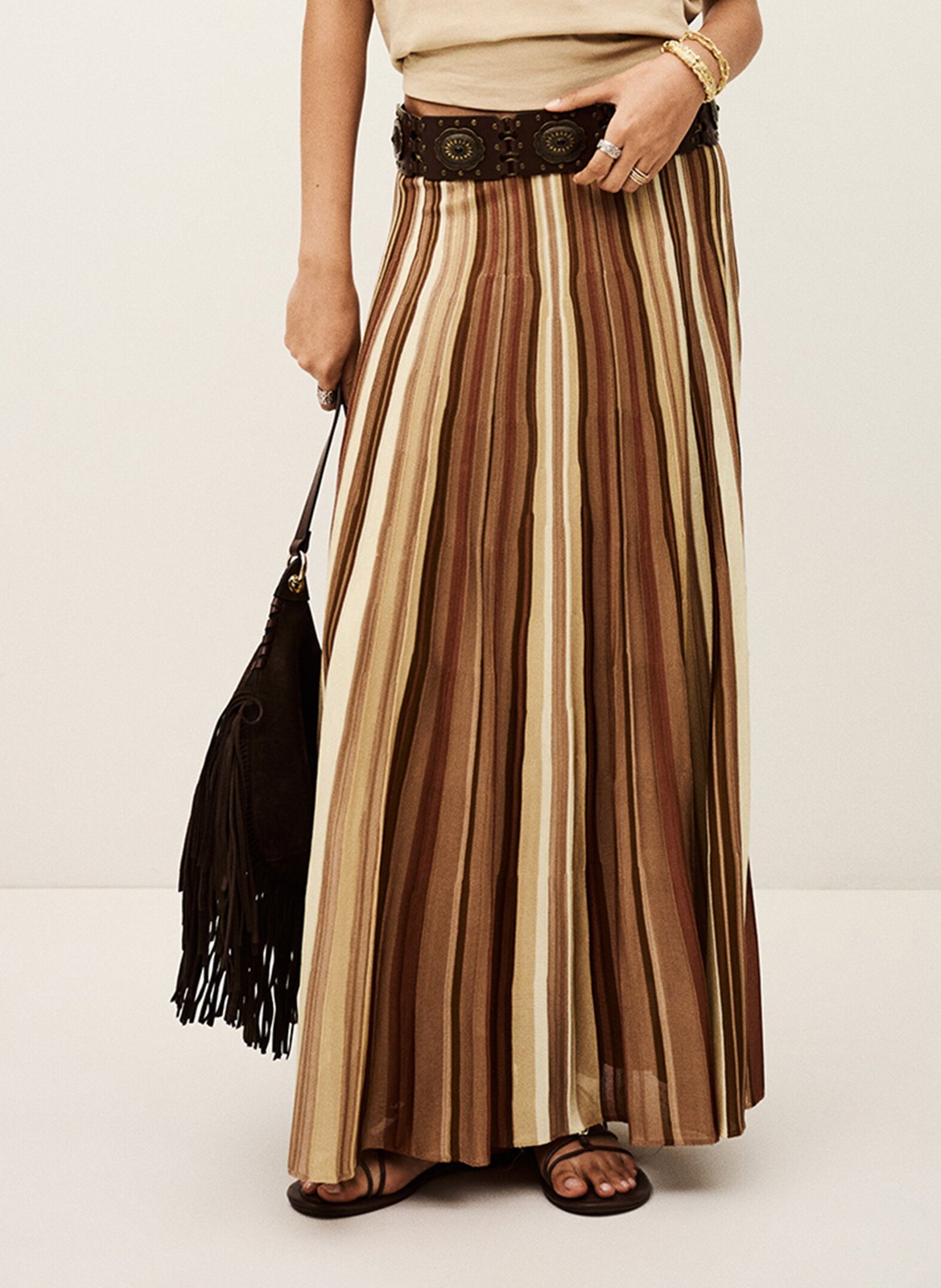 Jupe longue plissée BA&SH Multicolore