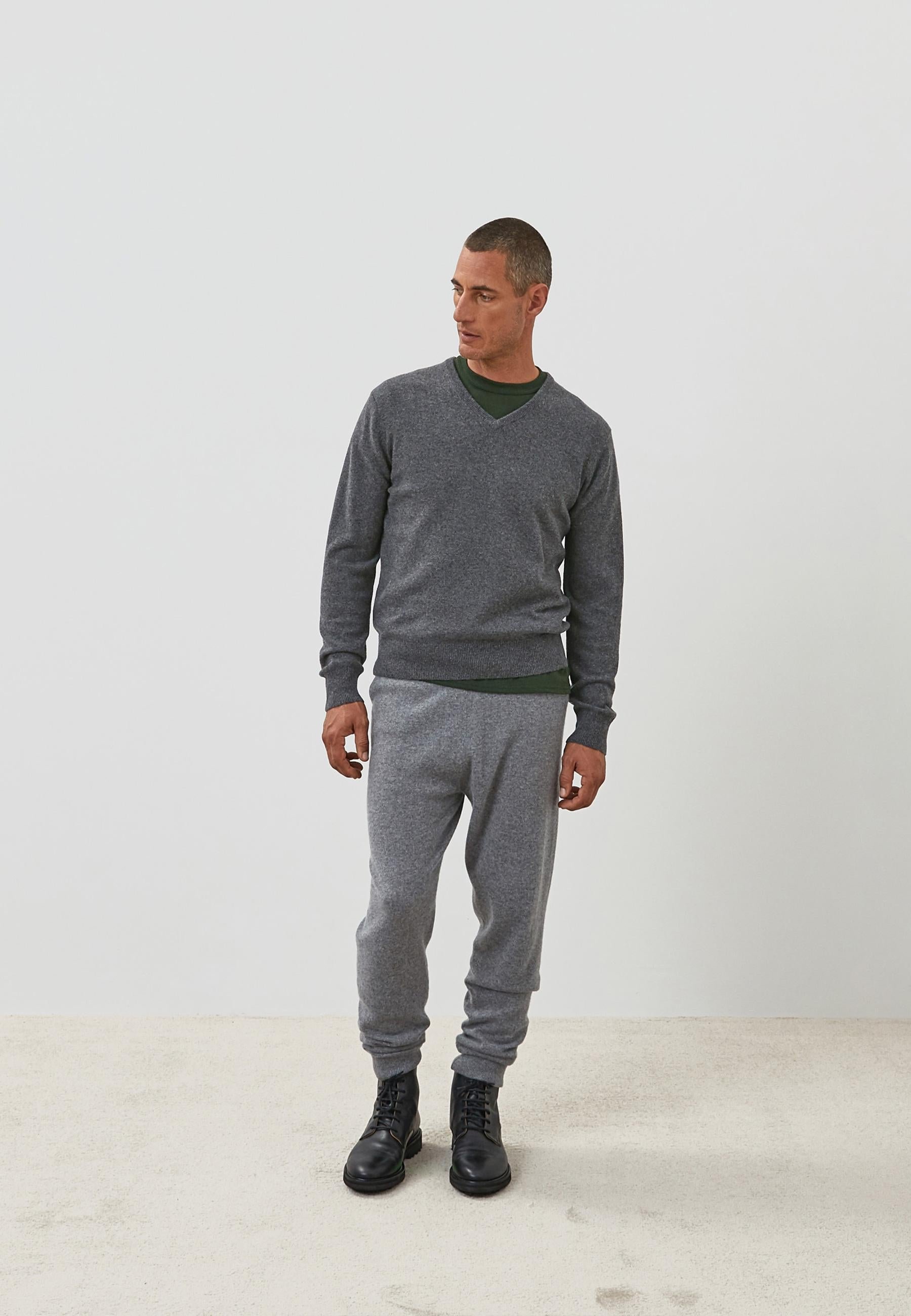 Pull homme col v cachemire RODIER Gris