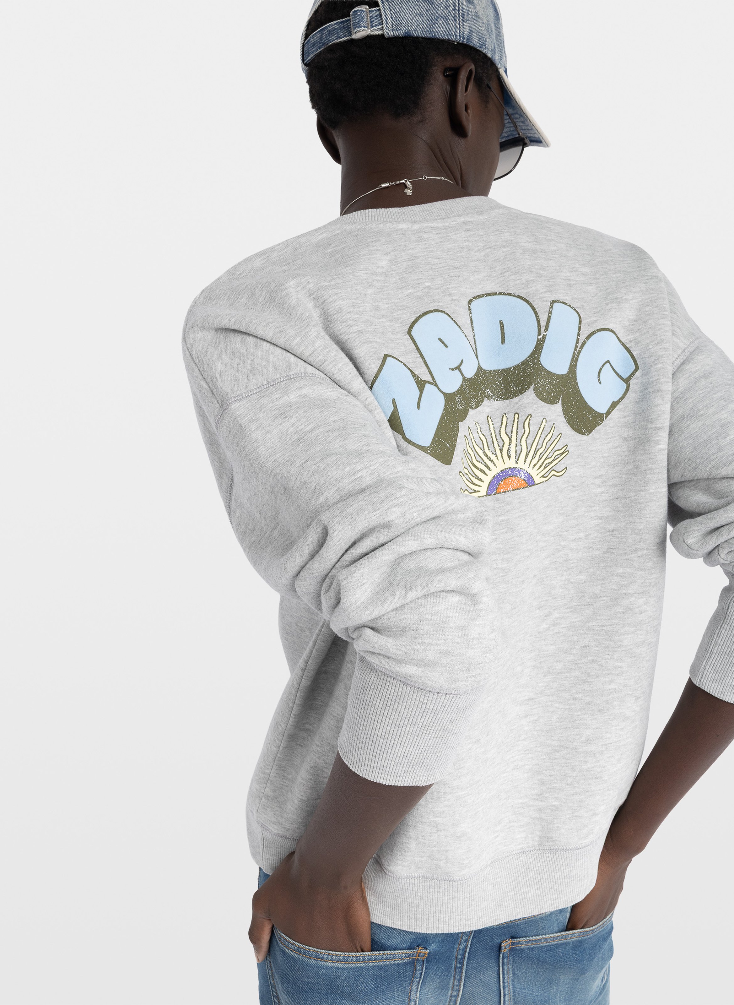 V-neck cotton-blend sweatshirt ZADIG&VOLTAIRE Grey