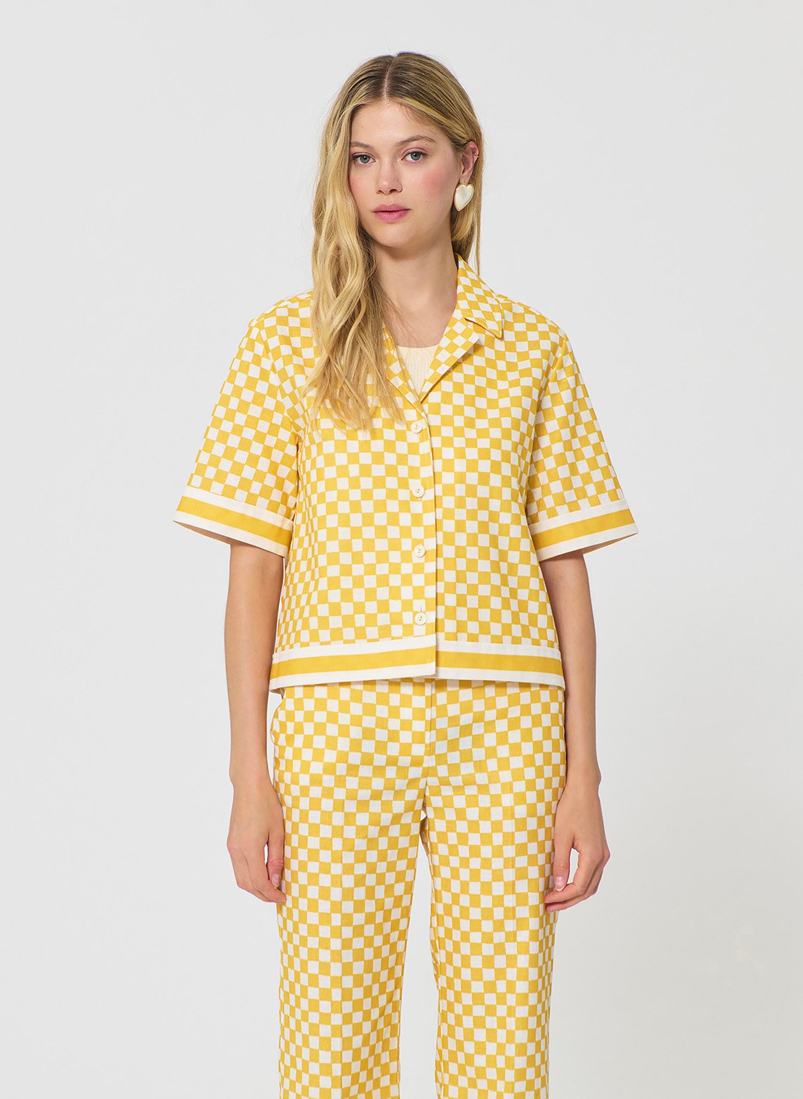 Chemise col classique en lin mélangé TARA JARMON Jaune