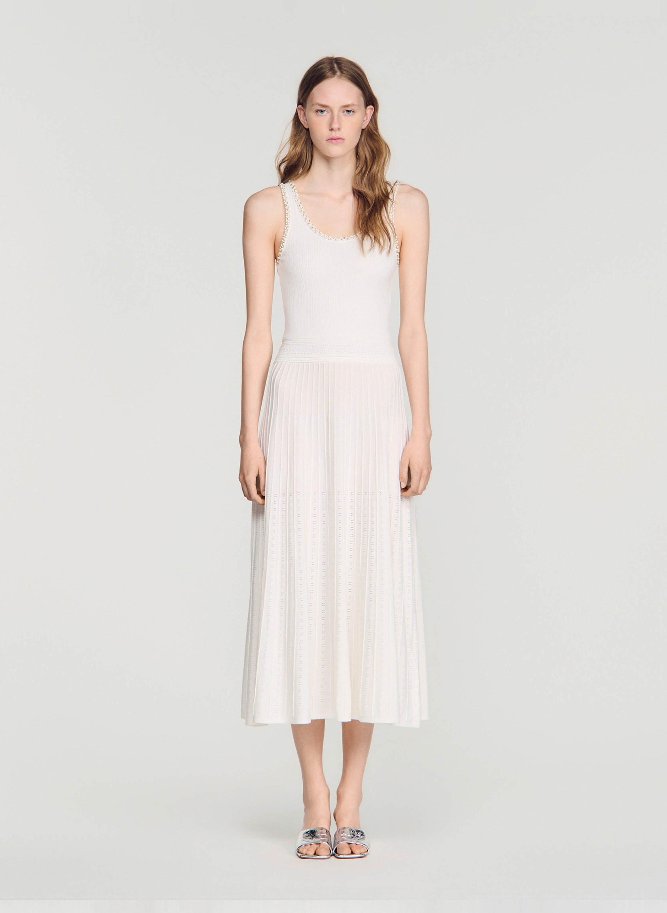 Robe longue en maille SANDRO Wit