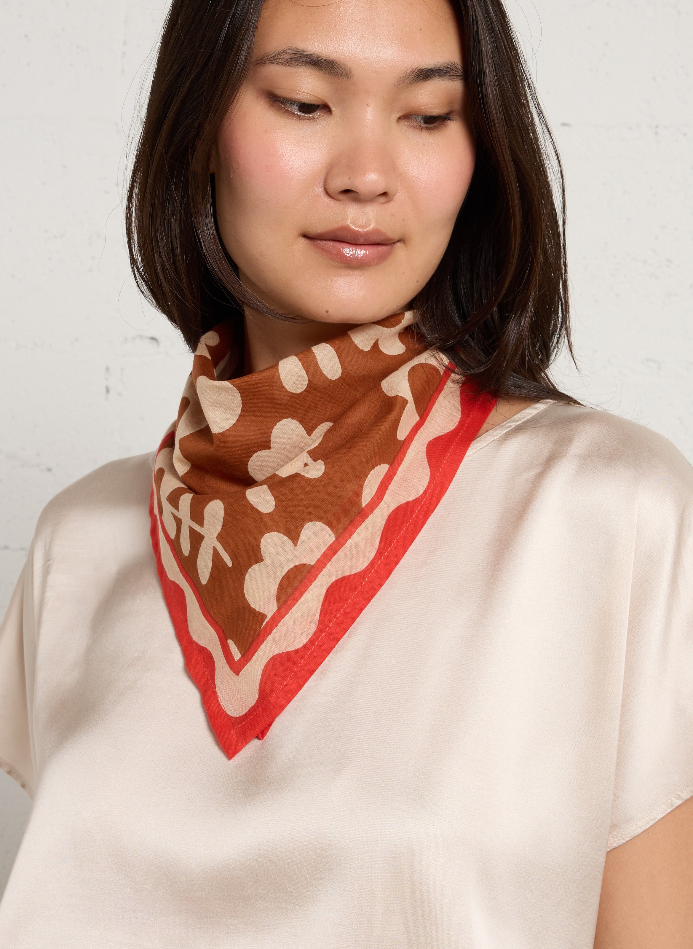 Foulard en coton imprimé APACHES COLLECTIONS Marron