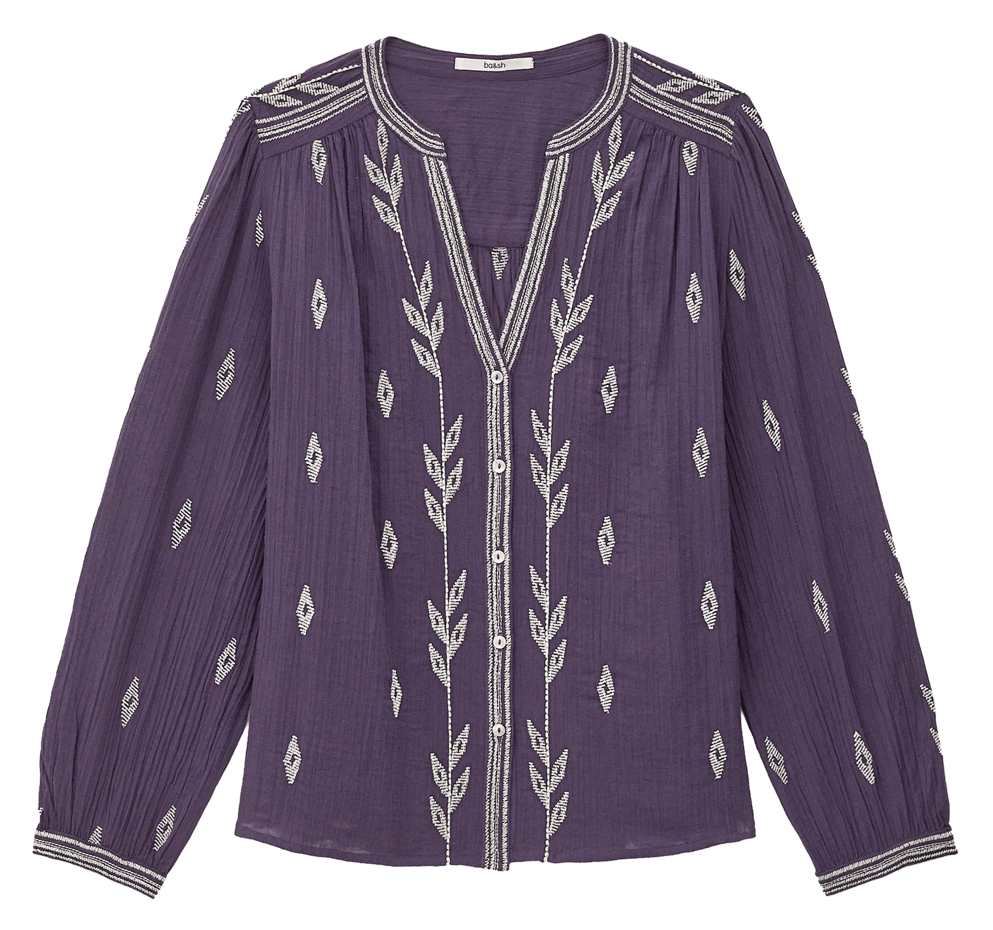 Katoenen blouse met tuniekhals en borduursel BA&SH Violet