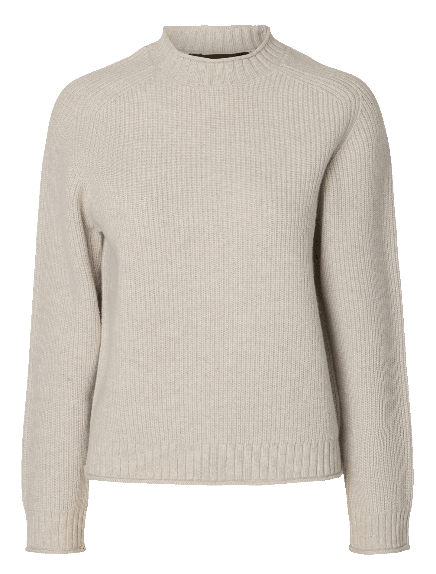 Pull droit col rond en laine SELECTED Beige