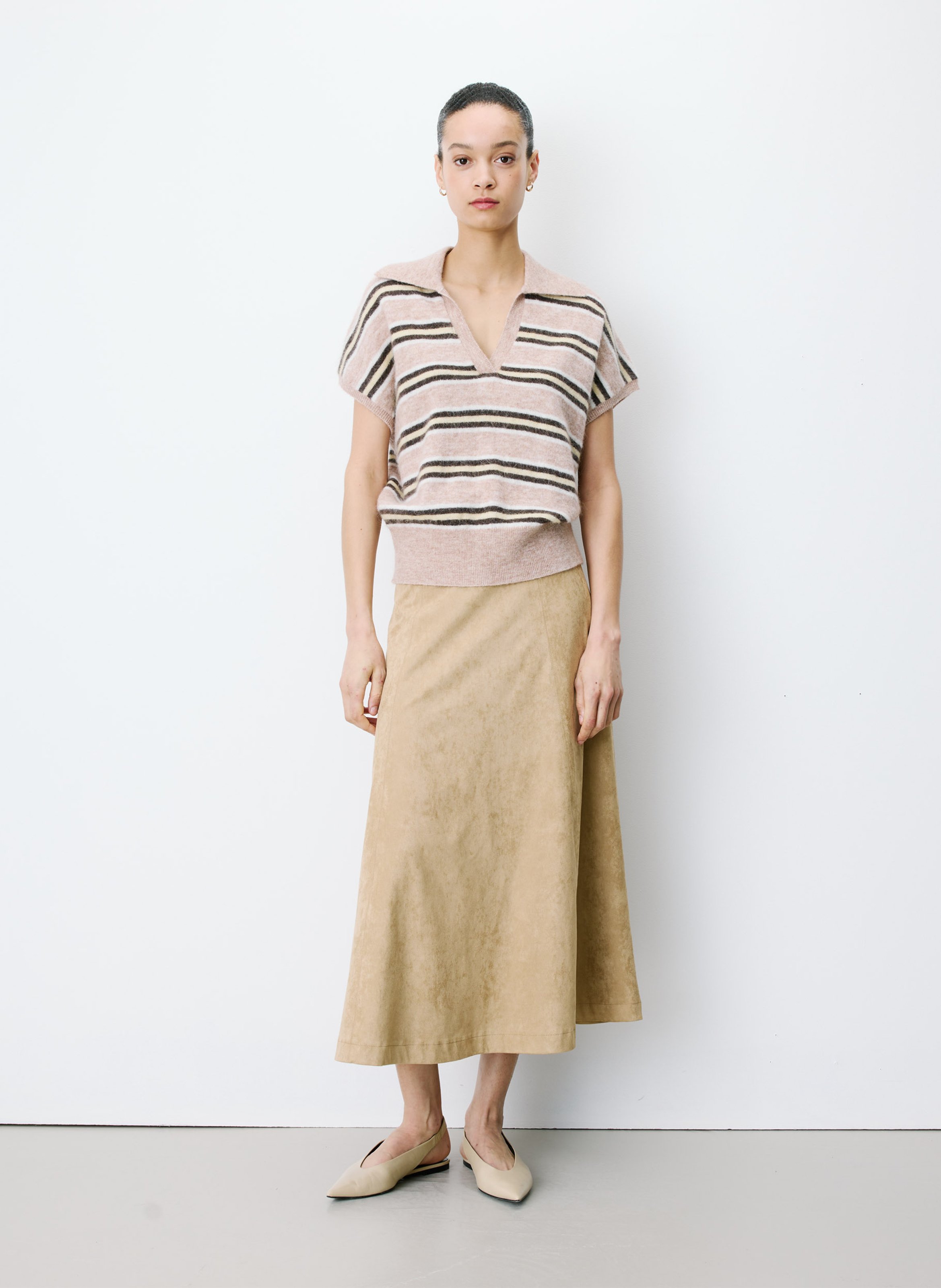 Pull col polo GRACE ET MILA Beige