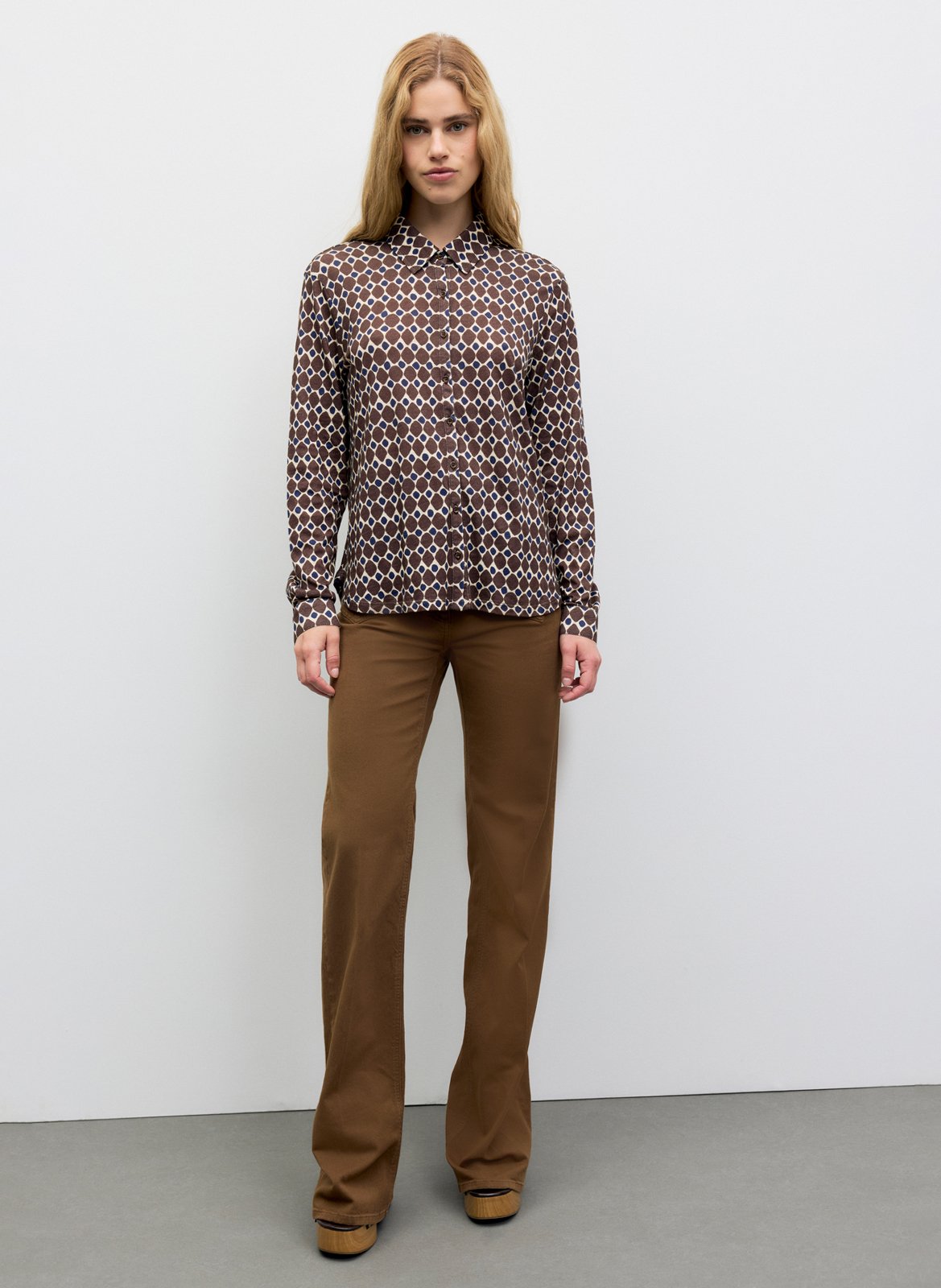 Chemise fluide droite imprimée GERARD DAREL Marron