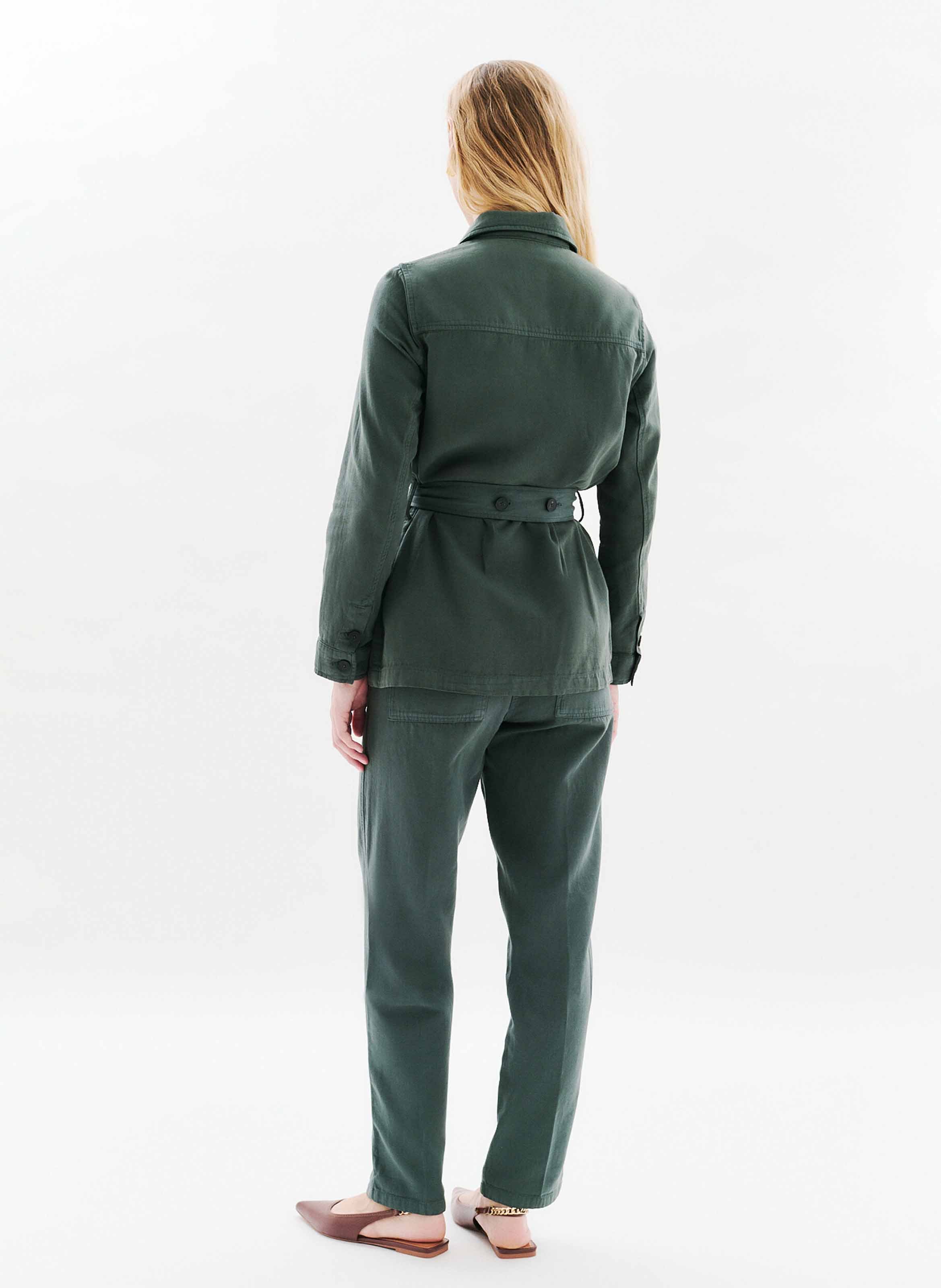 Cotton-blend coat with classic collar CAROLL Green
