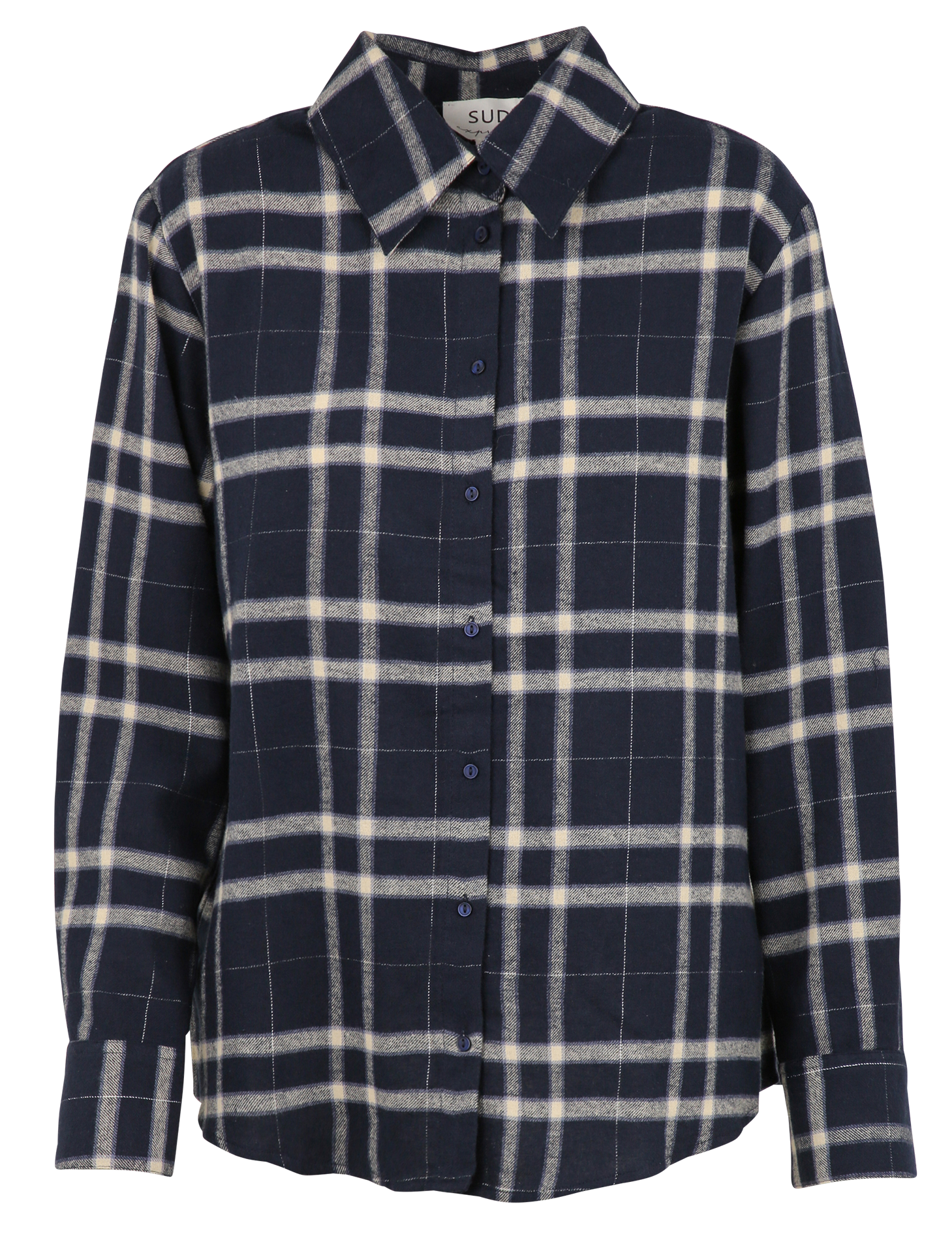 Chemise droite col classique à carreaux en coton mélangé SUD EXPRESS Bleu