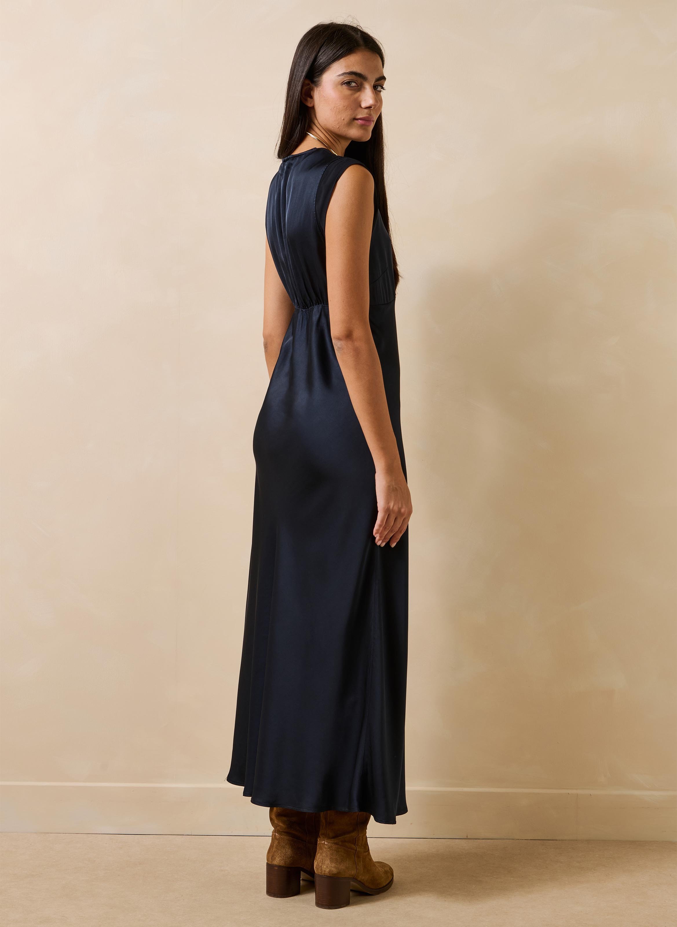 Long V-neck dress LA FEE MARABOUTEE Blue