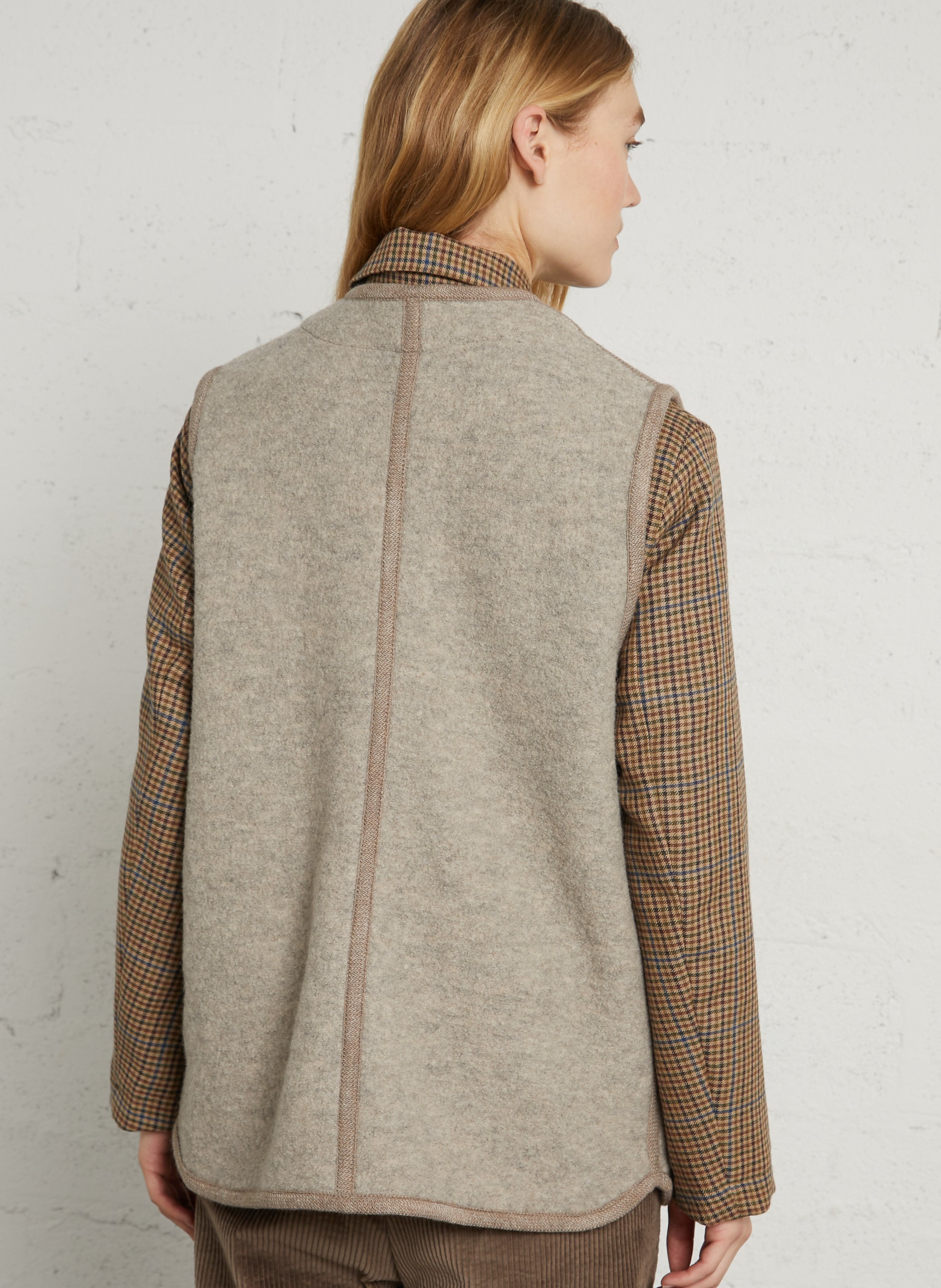 Round neck wool jacket SOEUR Beige