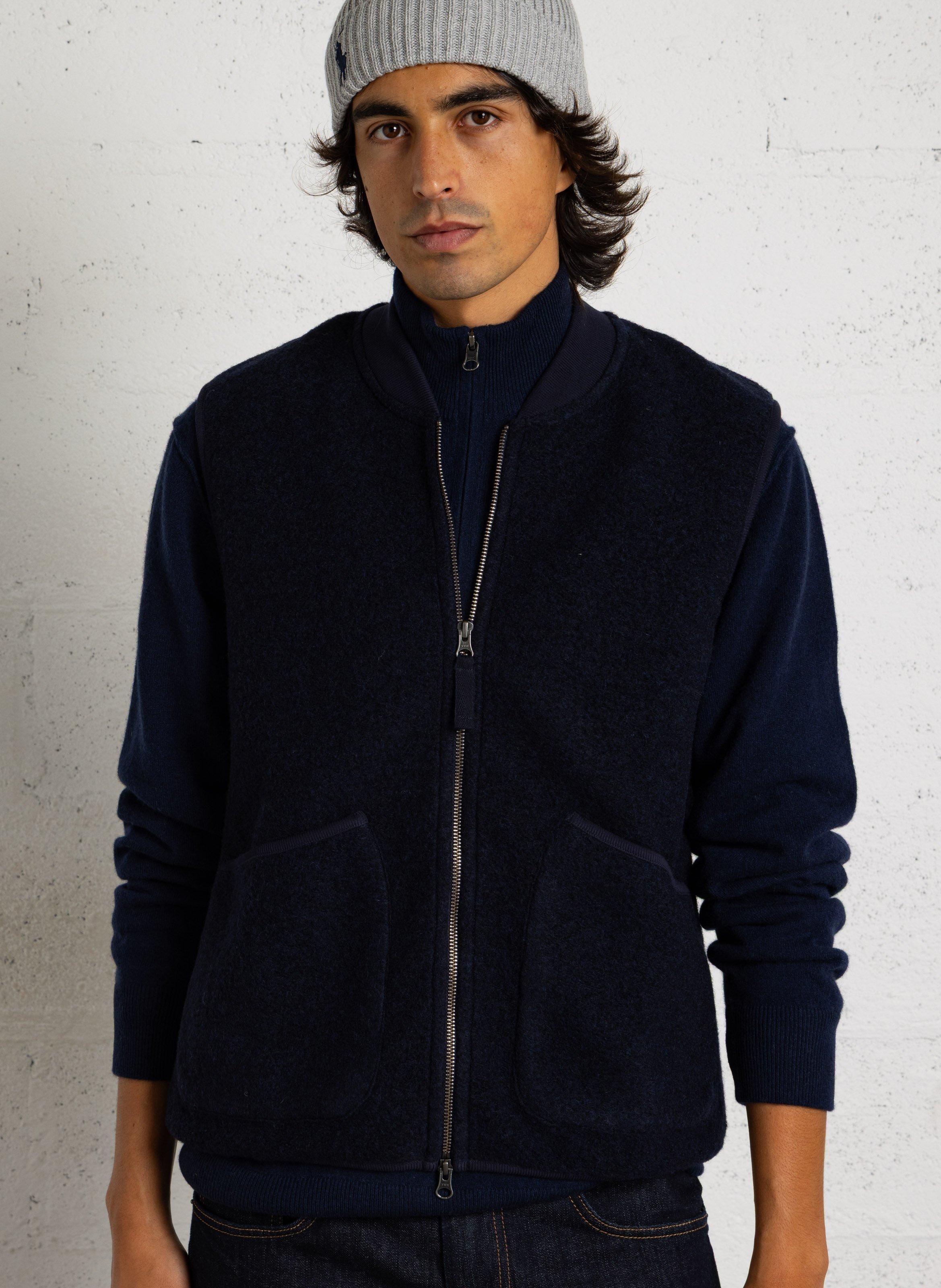 Gilet con collo teddy in misto lana HARTFORD