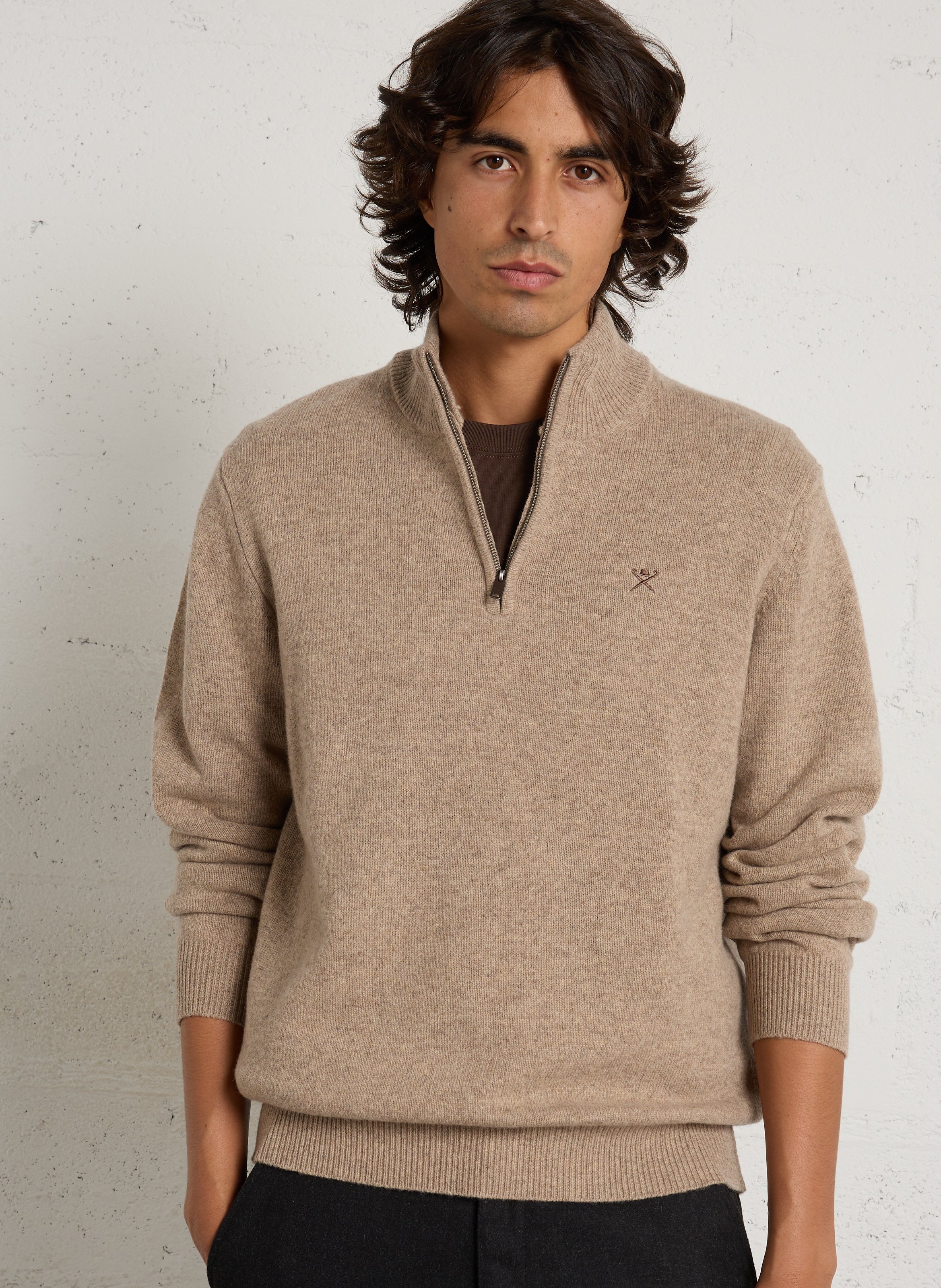 Pull droit col camionneur en laine HACKETT