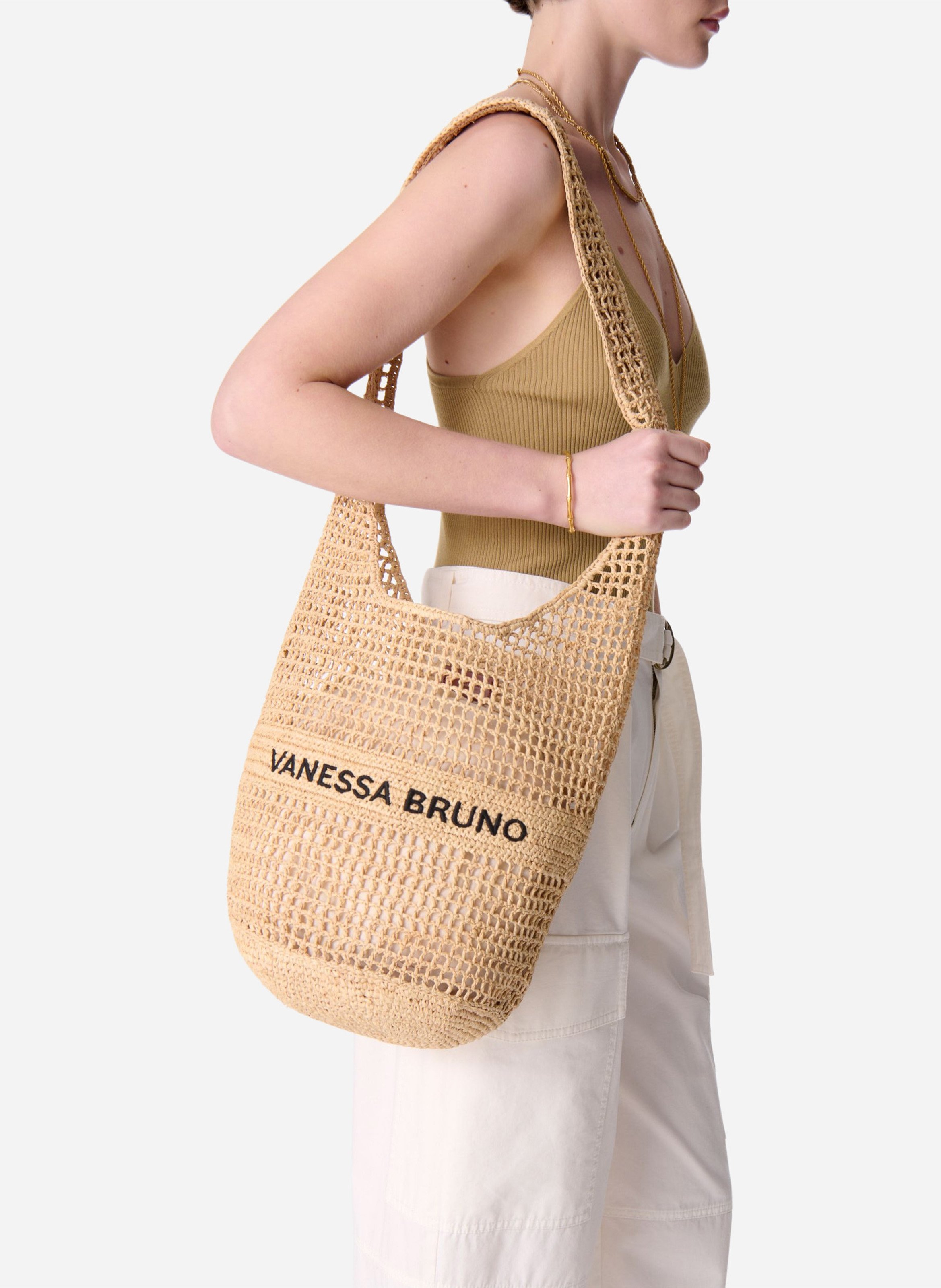 Raffia shoulder bag VANESSA BRUNO Beige