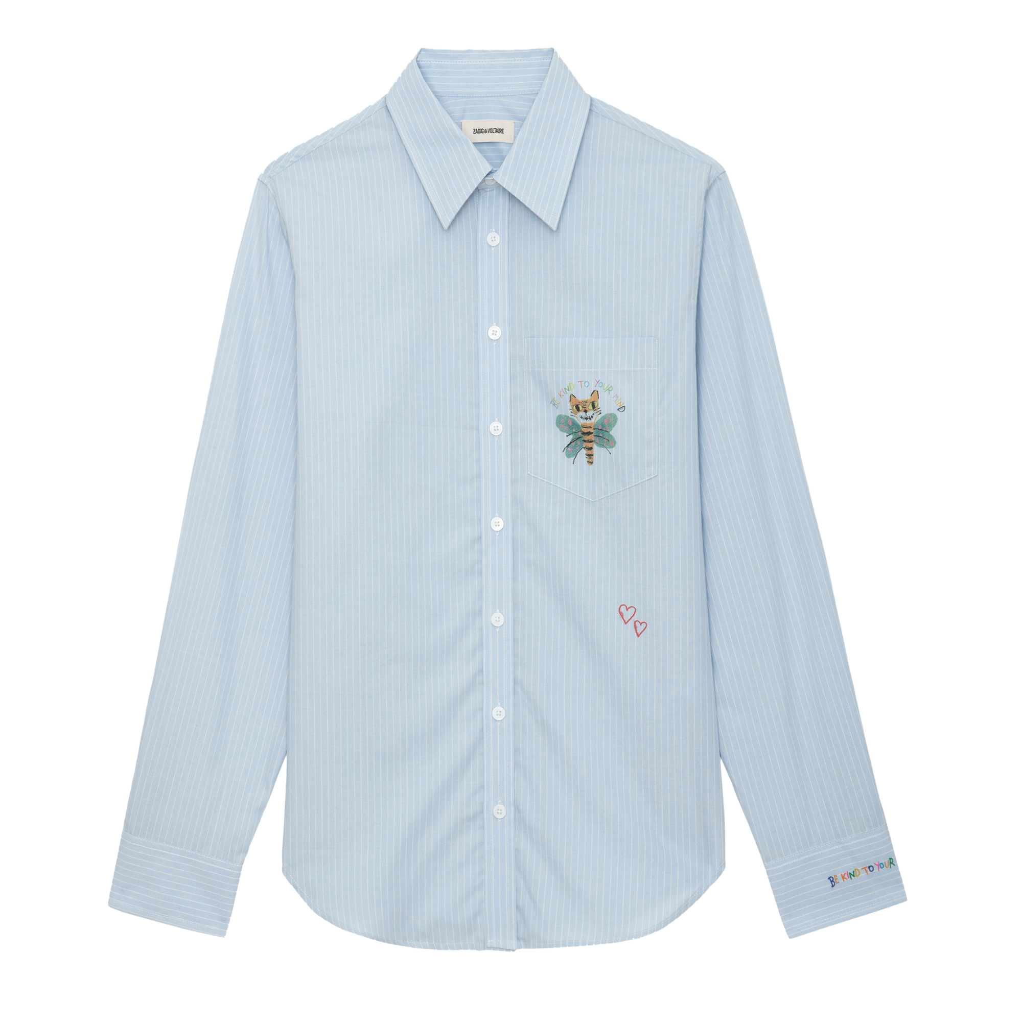 Gestreepte, katoenen blouse met klassieke kraag BlauwZADIG&VOLTAIRE