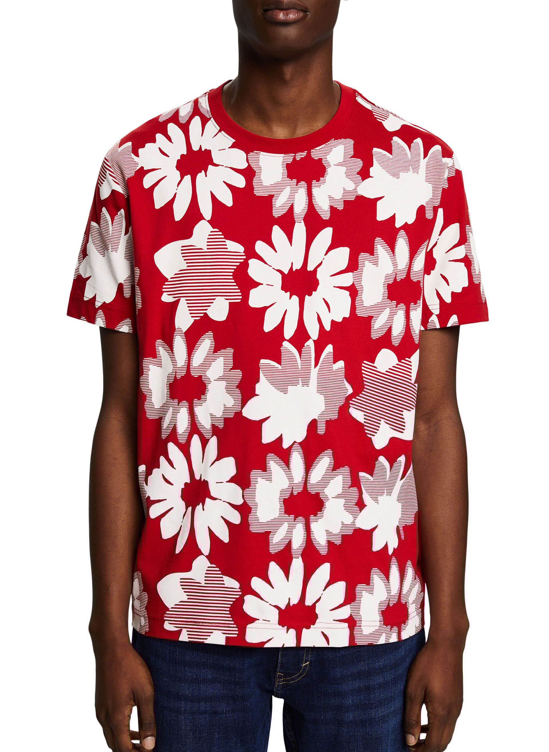 Printed round-neck T-shirt ESPRIT Red