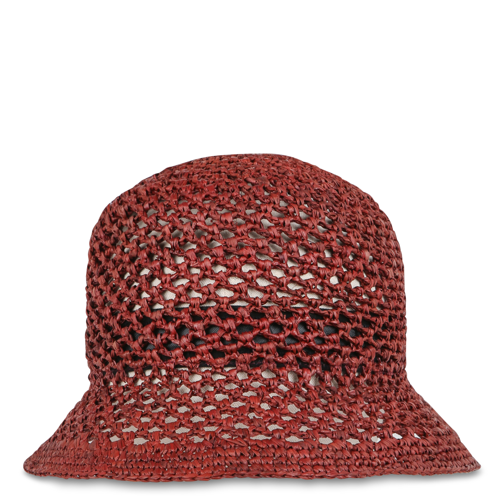 Adjustable openwork woven raffia hat Brown