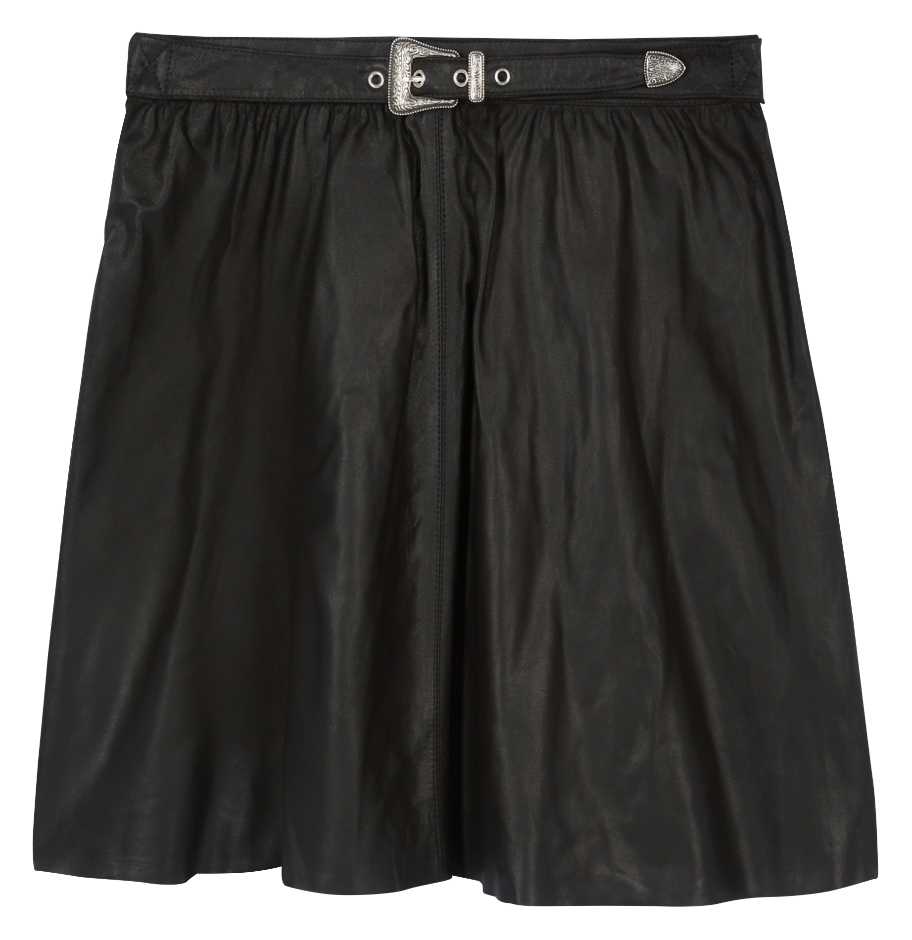 Short flared leather skirt THE KOOPLES Black