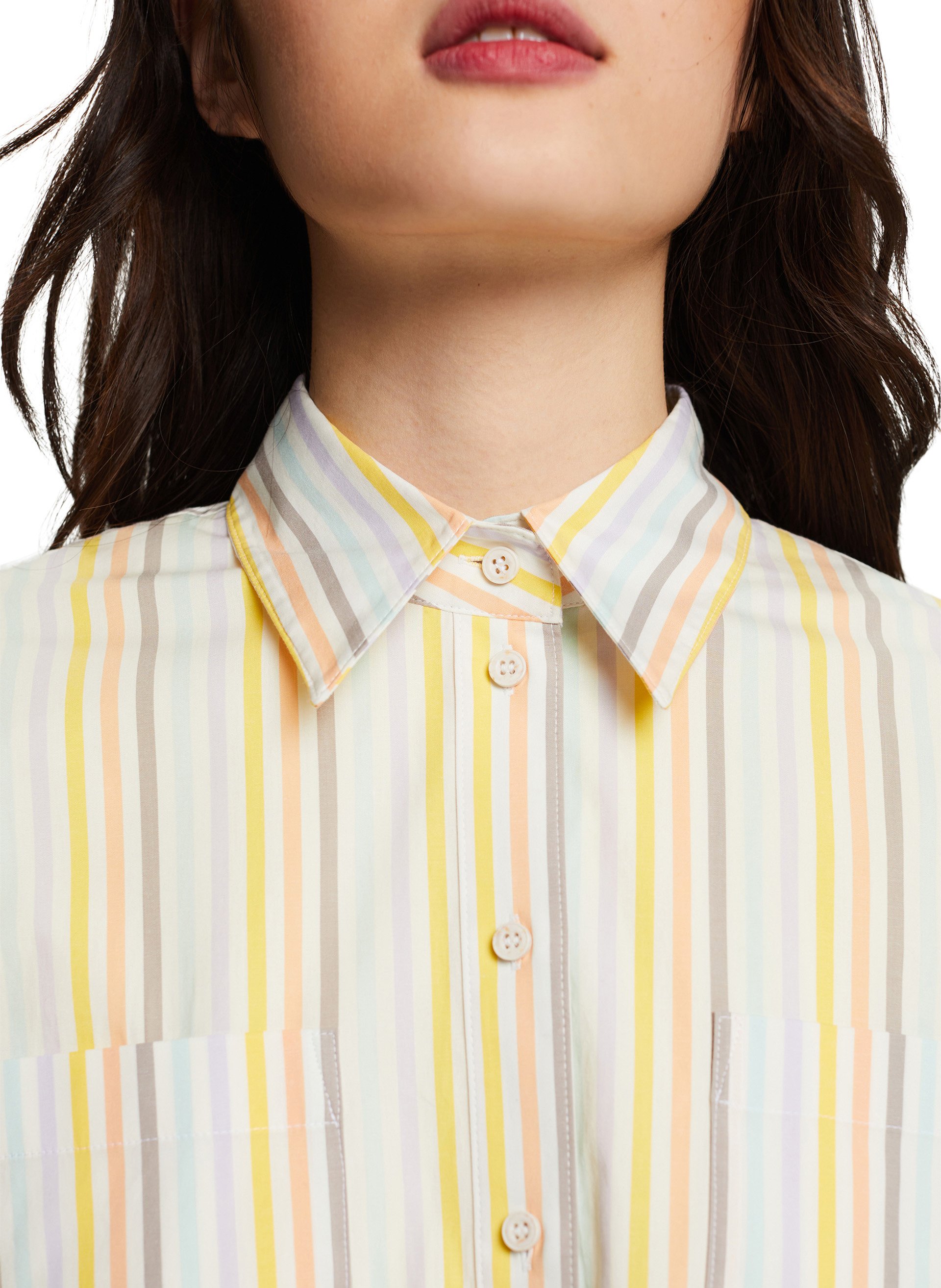 Chemise oversize col classique en coton mélangé rayé ESPRIT Blanc