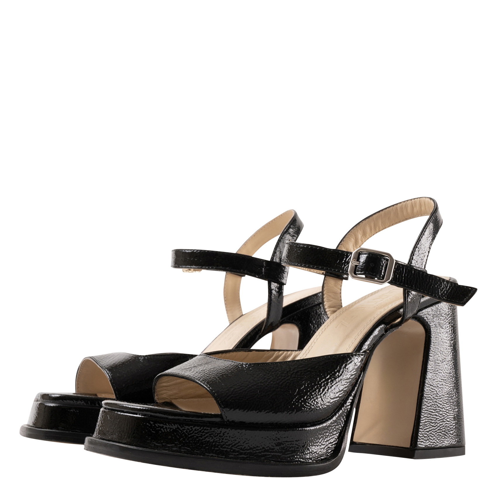 Sandales hautes en cuir SOULIER MARTINEZ Noir