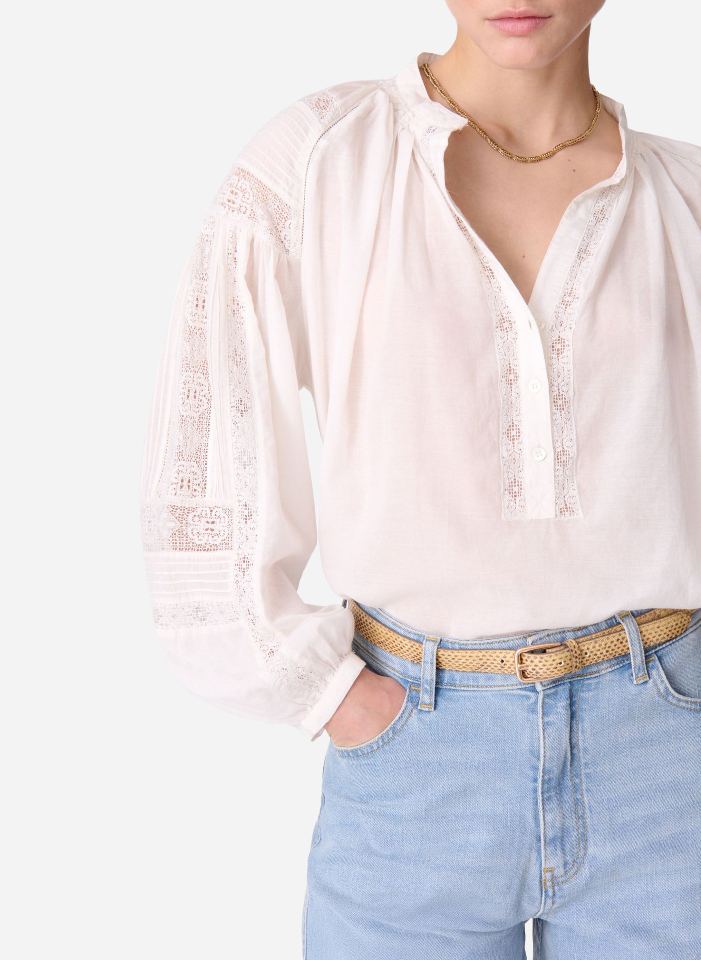 Long-sleeved lace blouse VANESSA BRUNO White