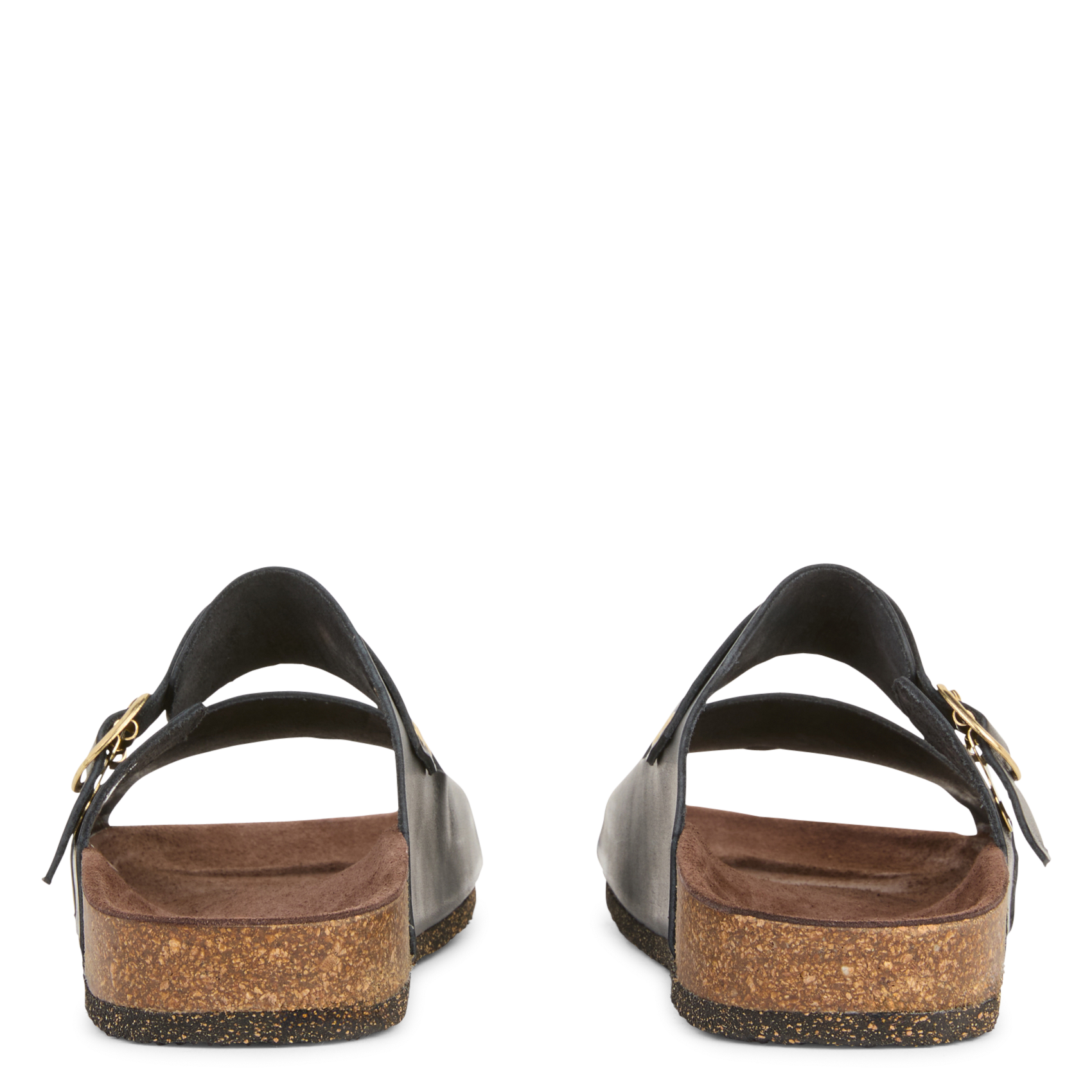 Aouda flat leather sandals BOSABO Black