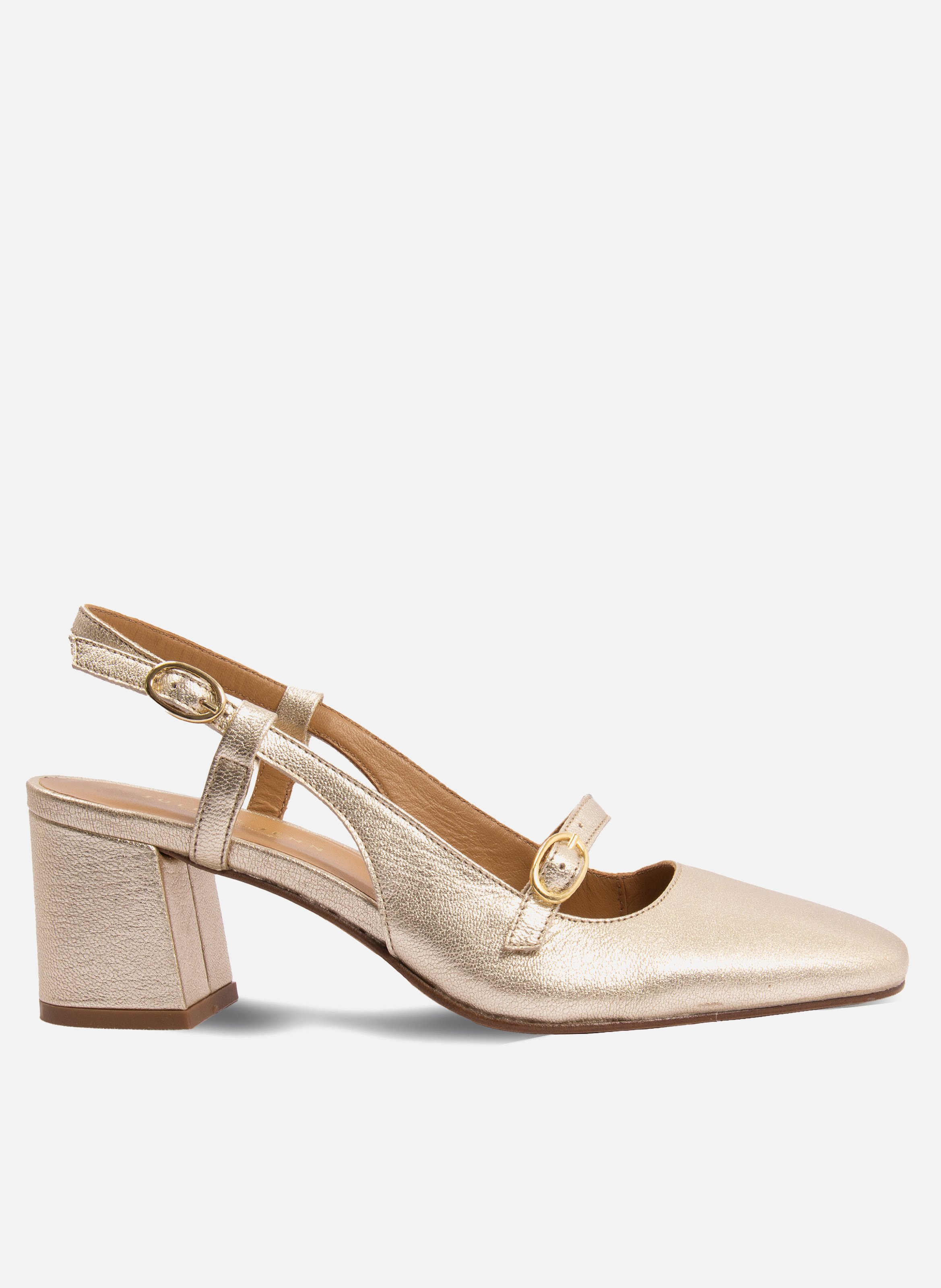 Metallic leather slingback pumps JULES & JENN Golden