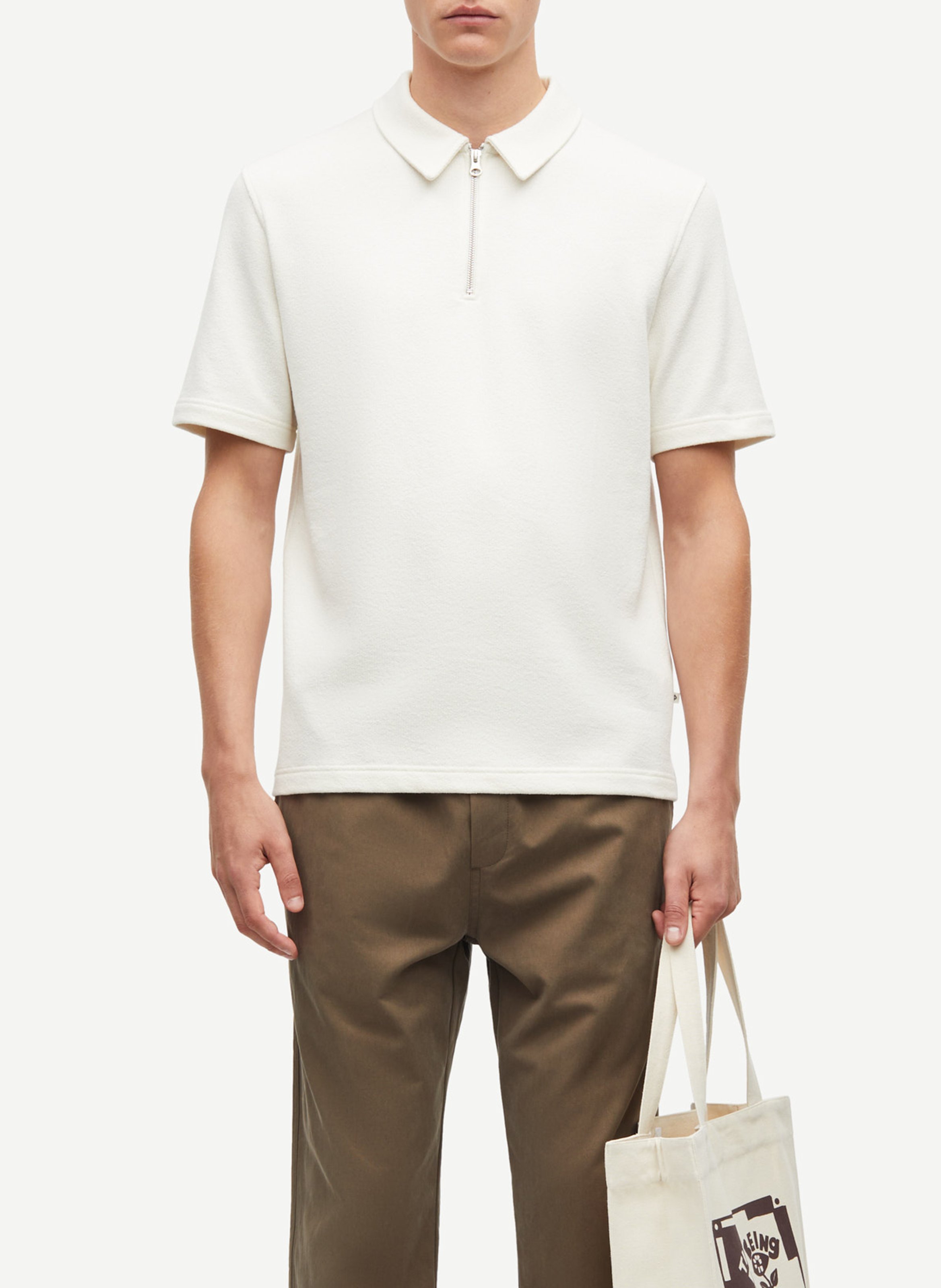 Regular-fit organic cotton blend polo shirt SAMSOE SAMSOE White