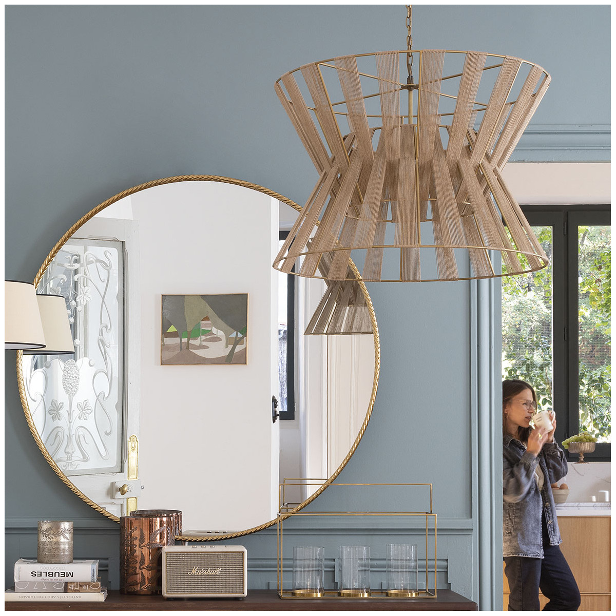 Woven jute ceiling light BLANC D'IVOIRE Beige