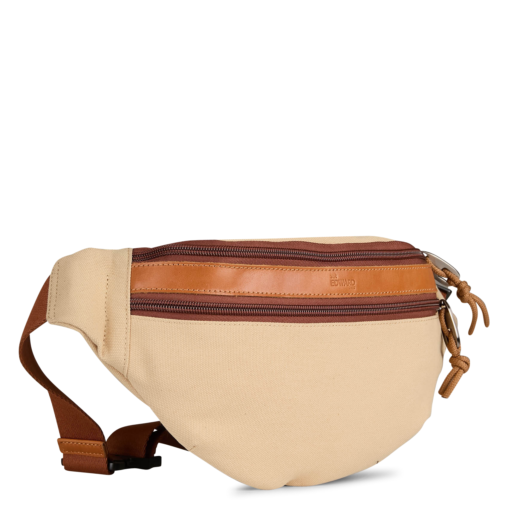 Two-tone leather blend bum bag SIR EDWARD Brown