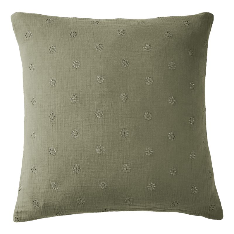 Cotton percale pillow case L'EFFET PAPILLON Green