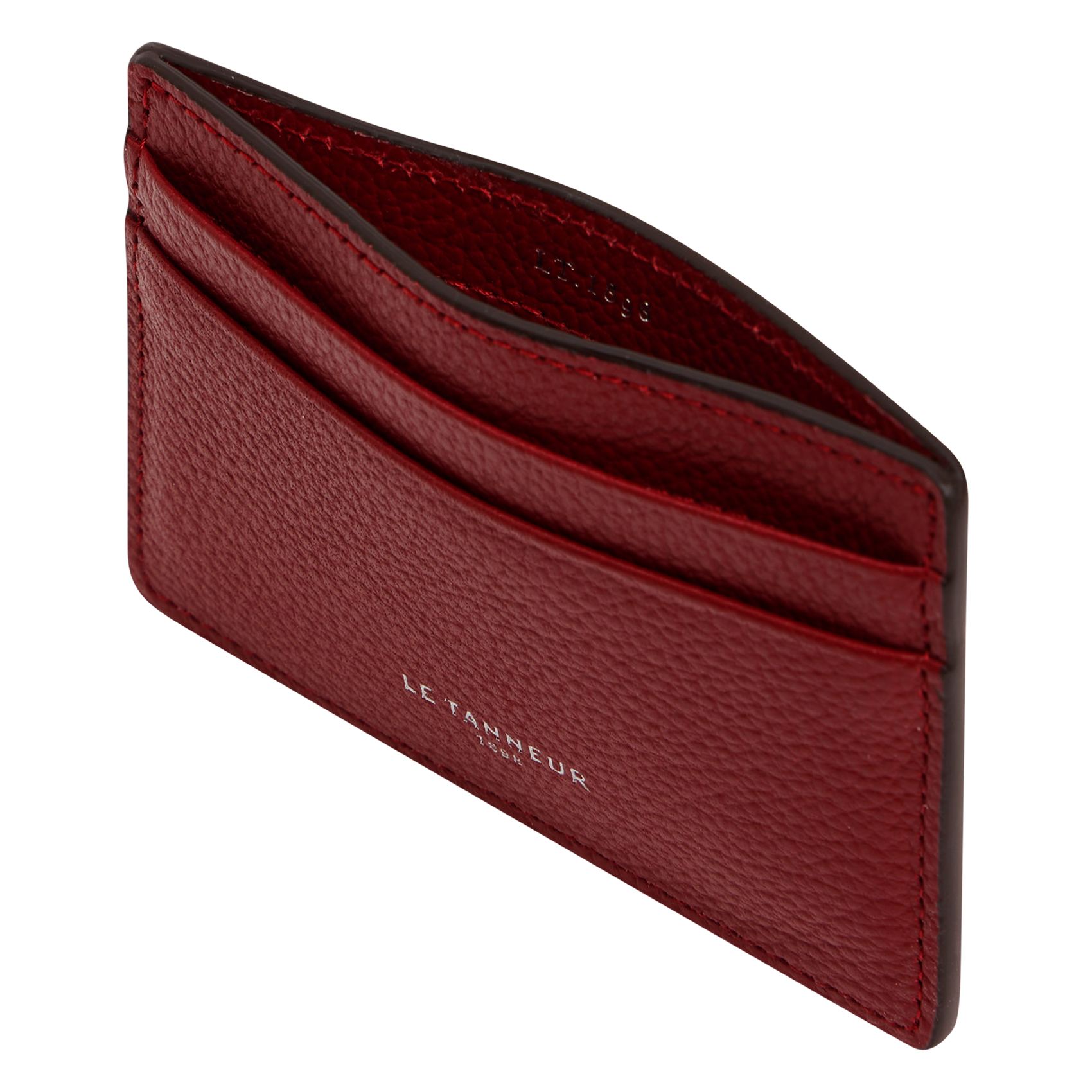 - 100% leer, - 6 kaarthoudersplitten, - 1 centrale zak, - Afmetingen: L10 x H7 cm. LE TANNEUR Rood
