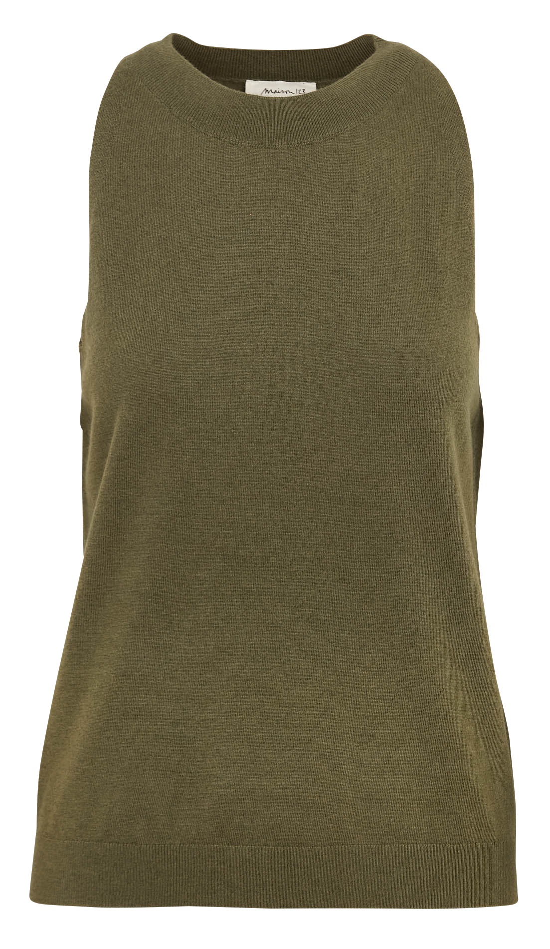 Débardeur droit en maille MAISON 123 Kaki