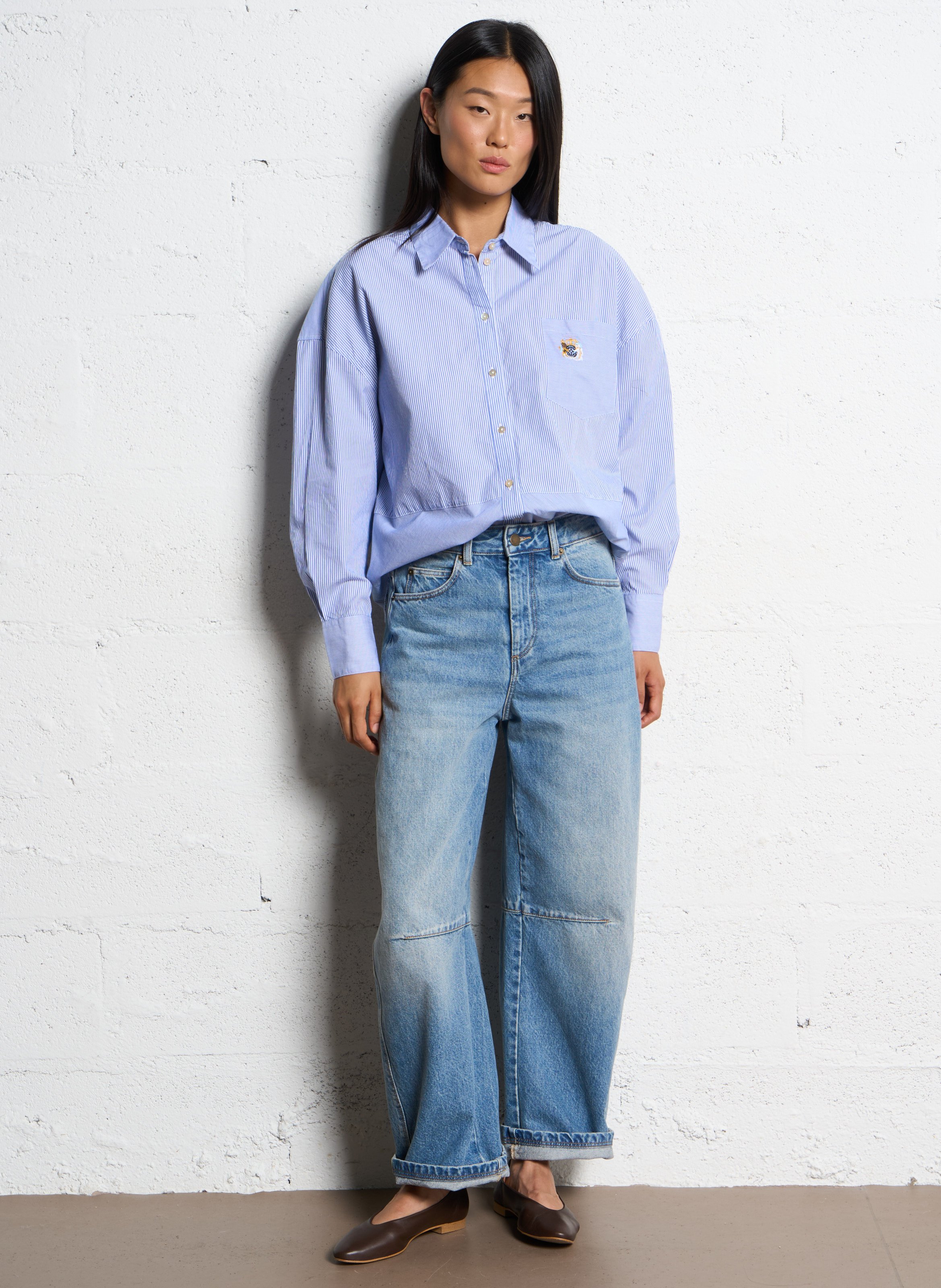 Chemise oversize en coton rayé MOMONI Bleu