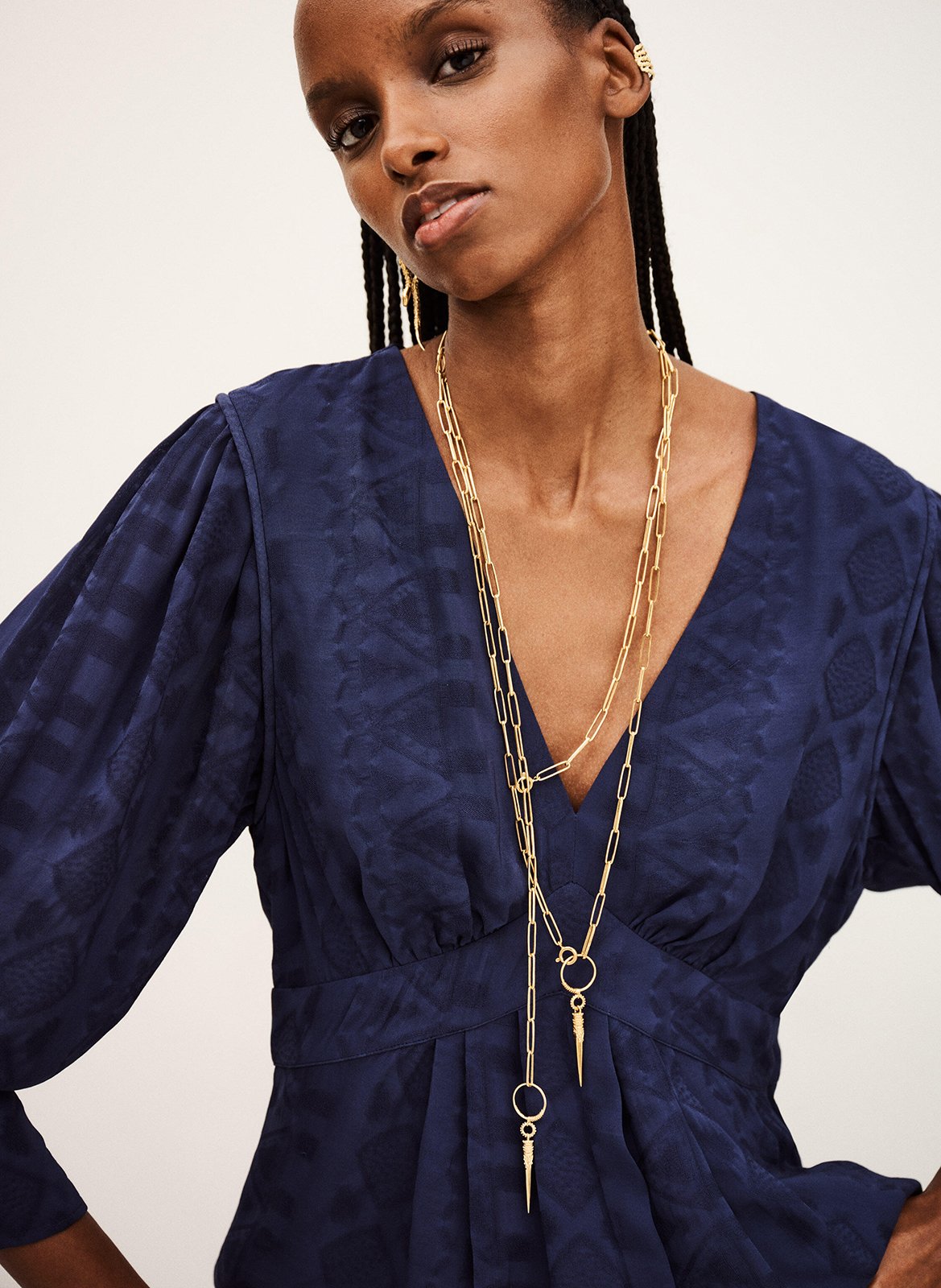 Top col V en jacquard BA&SH Bleu