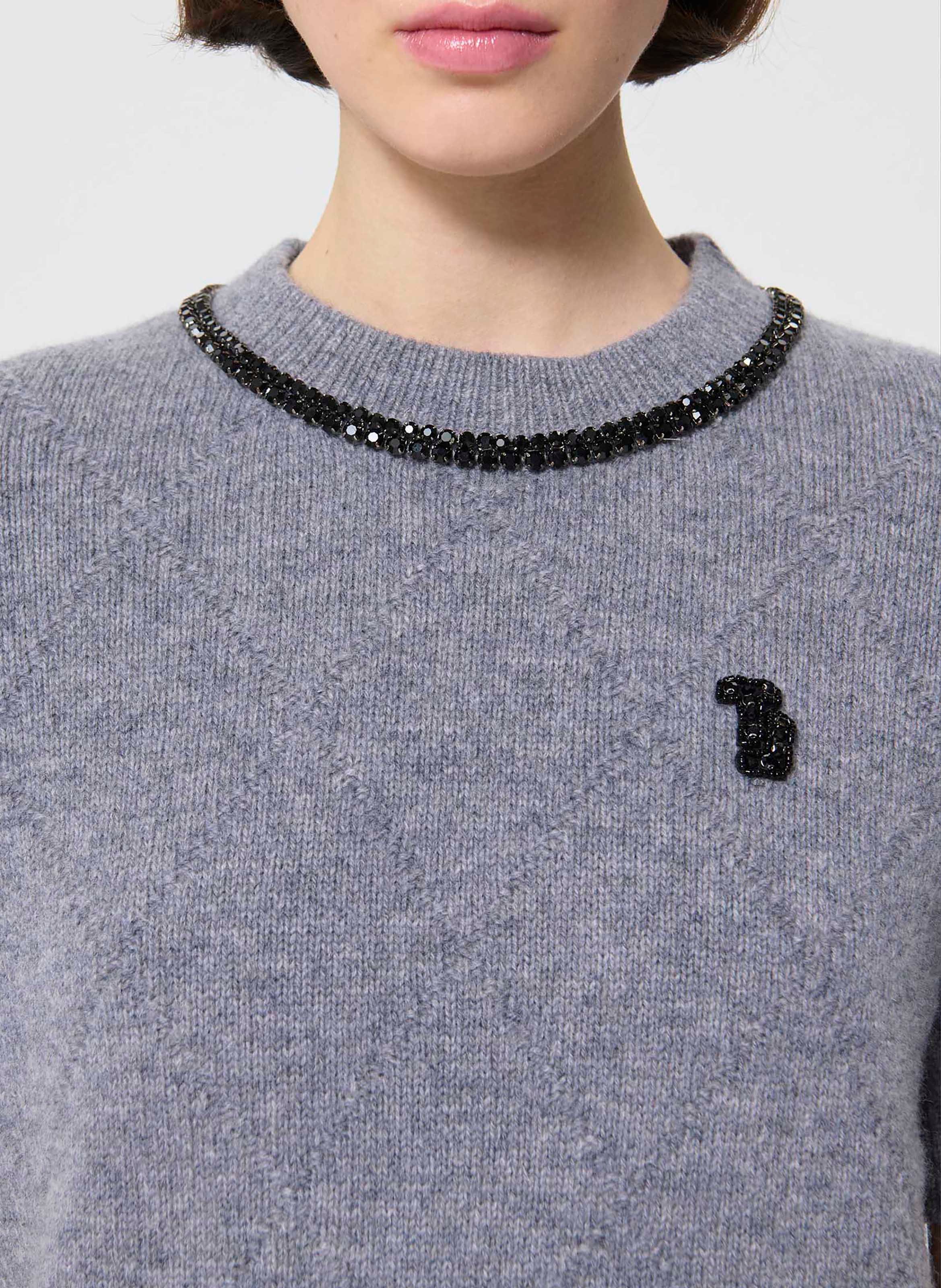 Pull droit col rond en laine TARA JARMON Gris