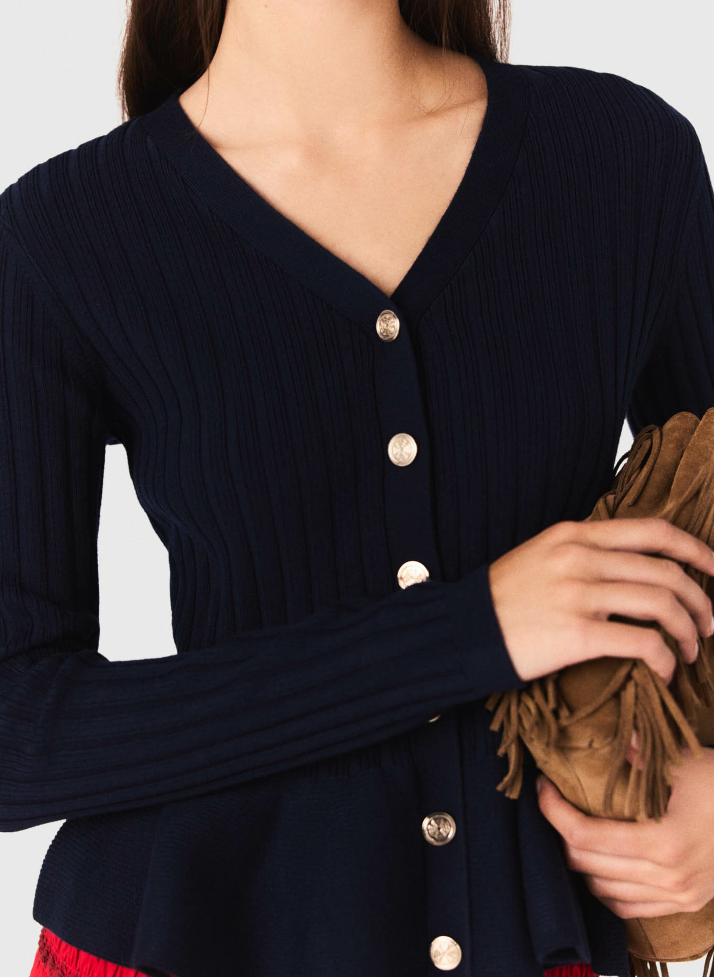 Fitted solid button-up cardigan MAJE Blue