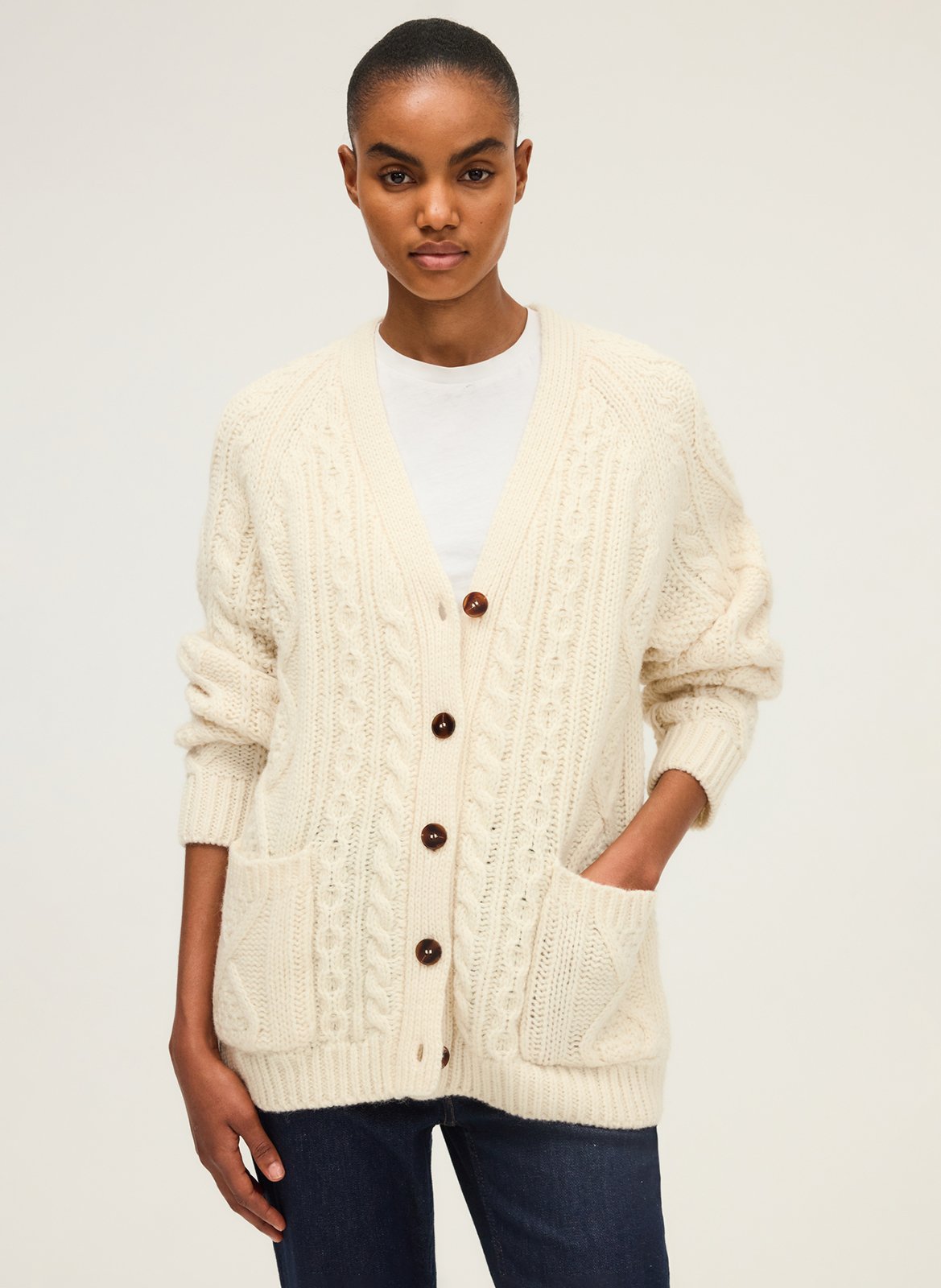 Straight wool cardigan PABLO Beige