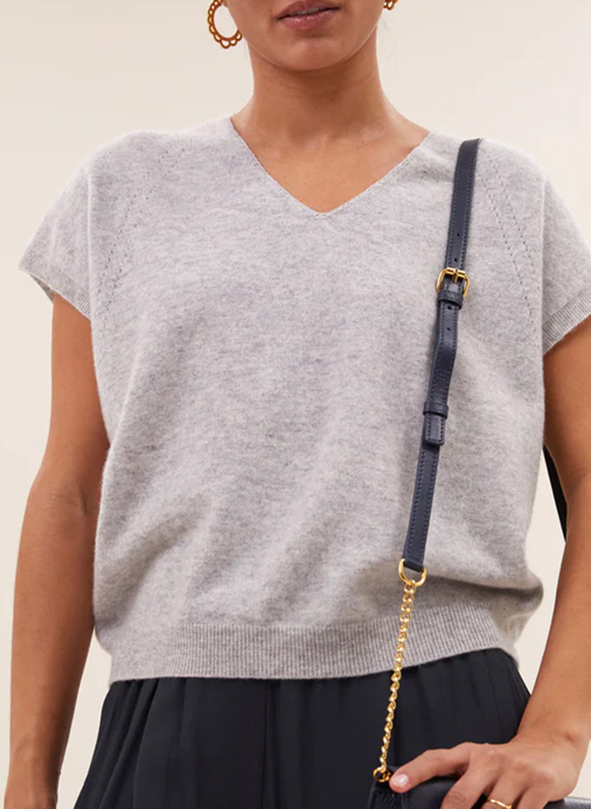 Gestreepte wollen trui BY BAR Grijs