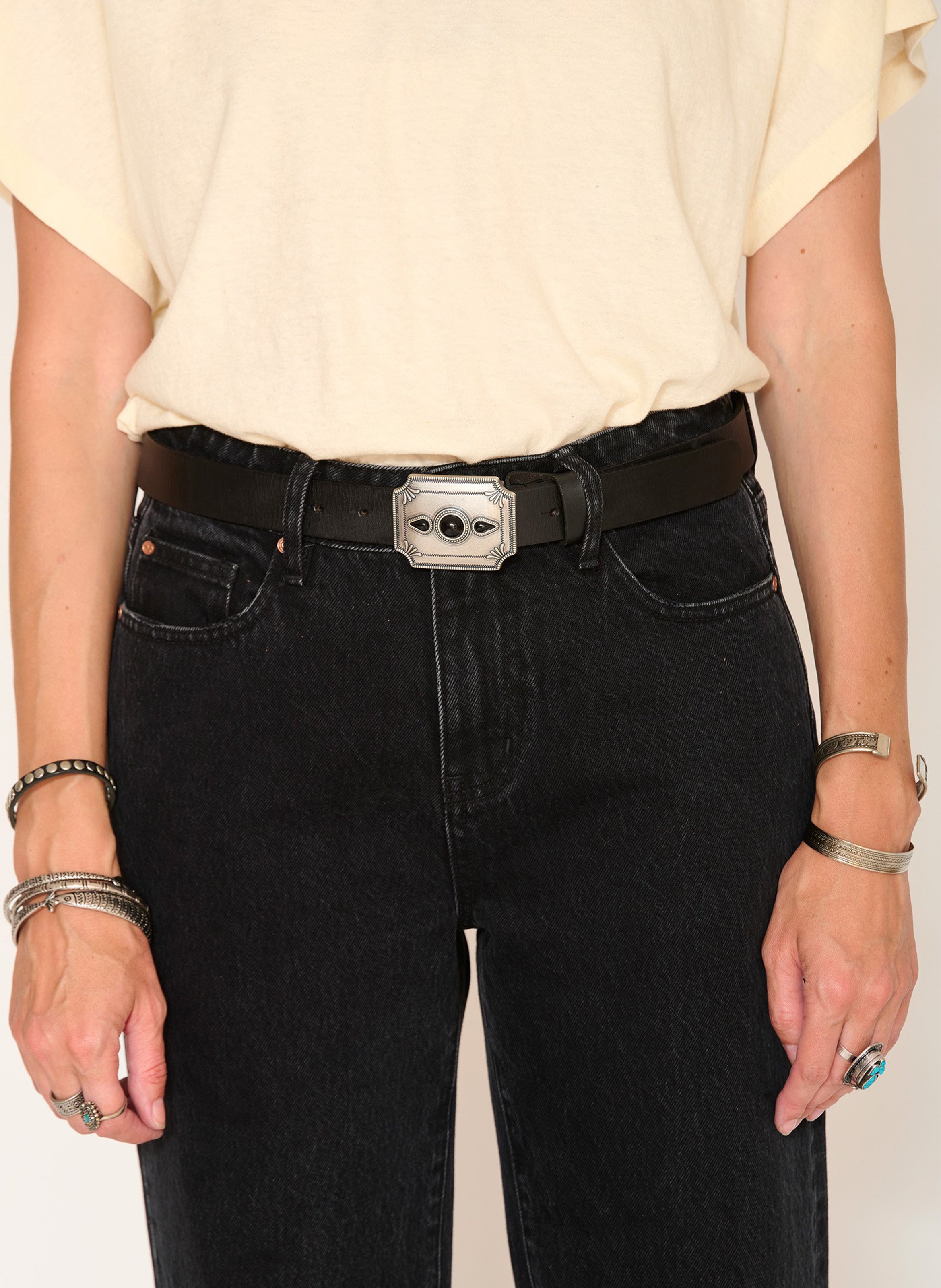 - Buckle closure. - Width: 3 cm.  MKT Black