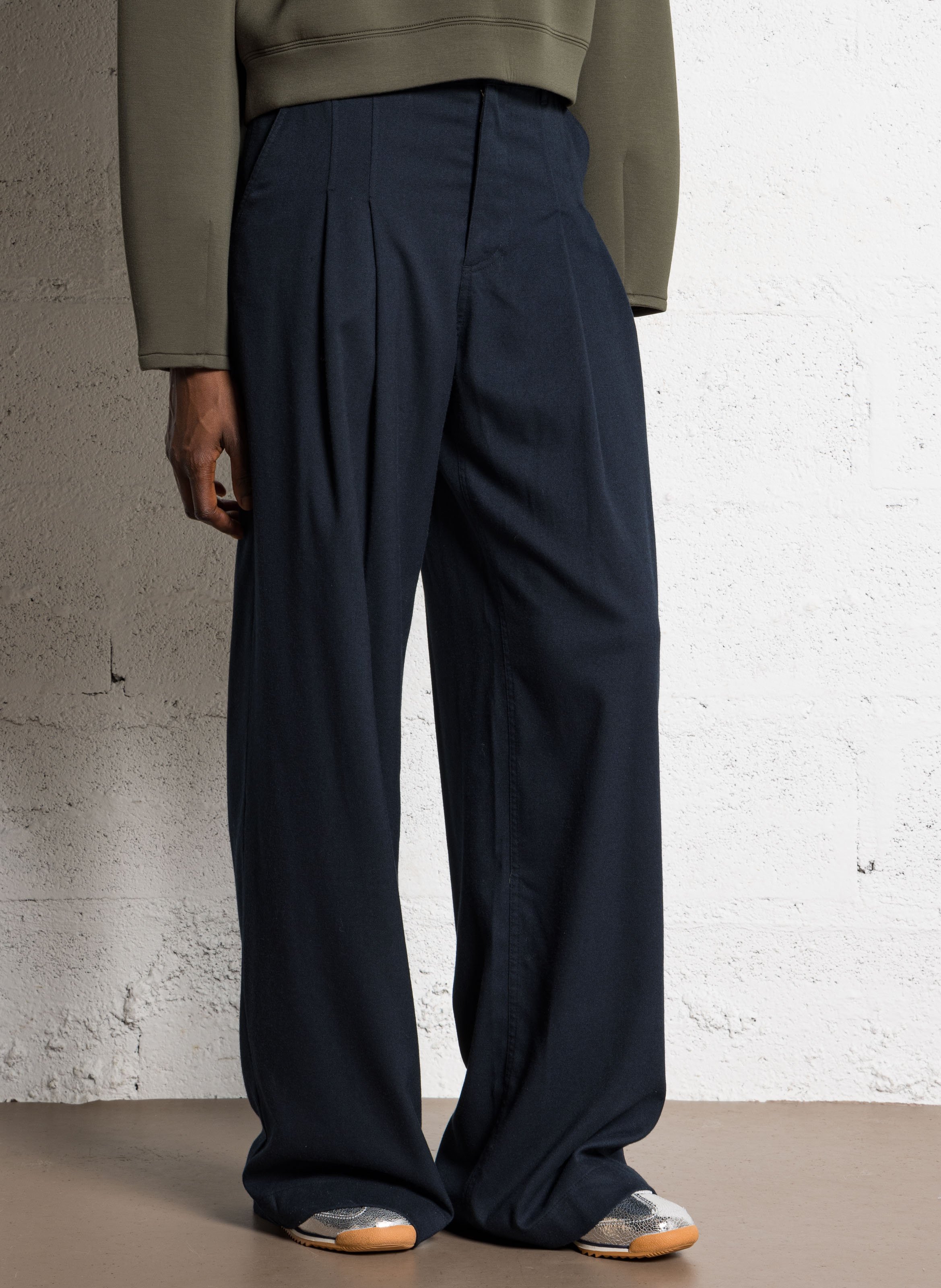 Bandplooibroek met hoge taille BELLEROSE Blauw