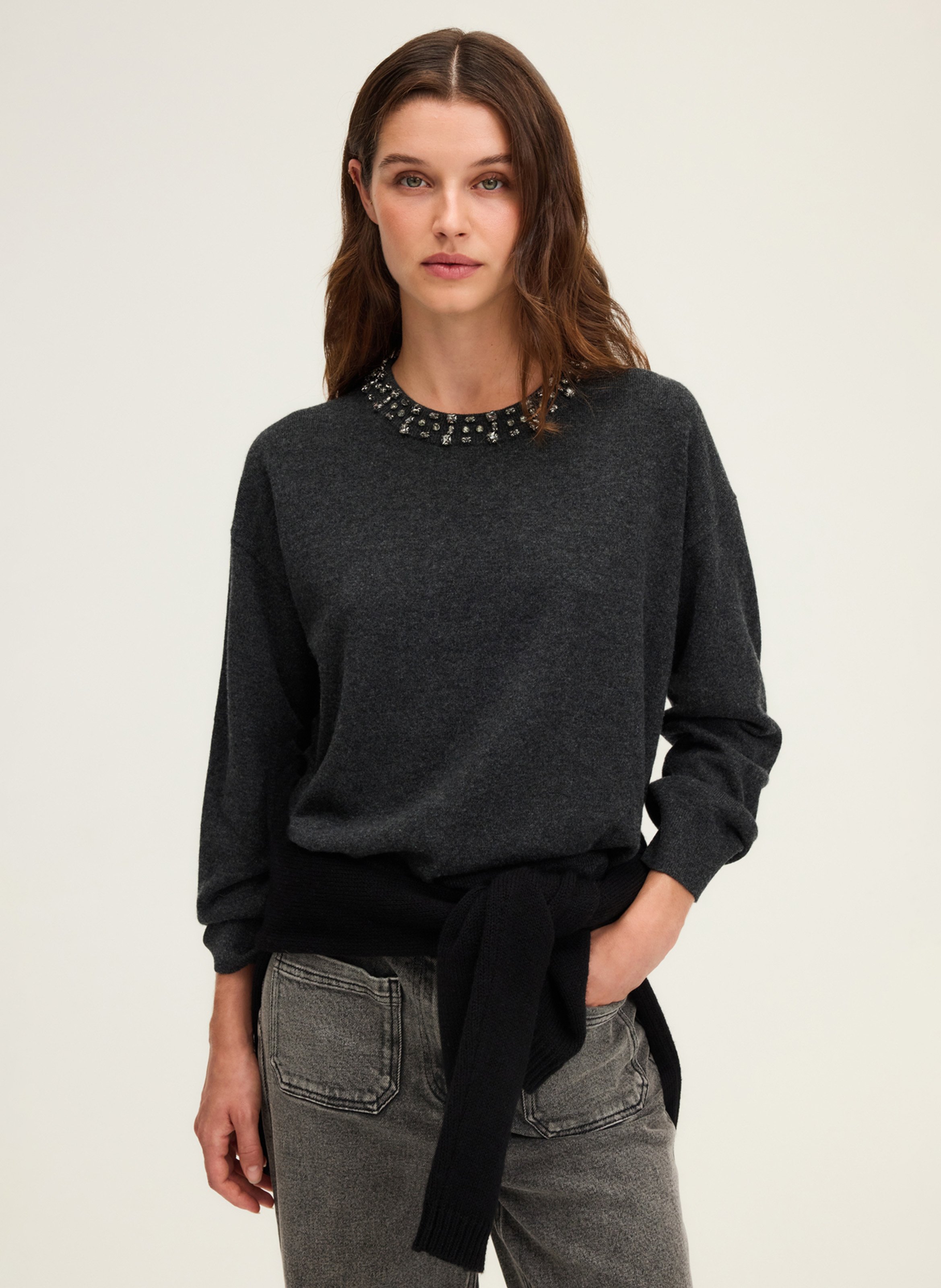 Pull col rond en laine PABLO Gris